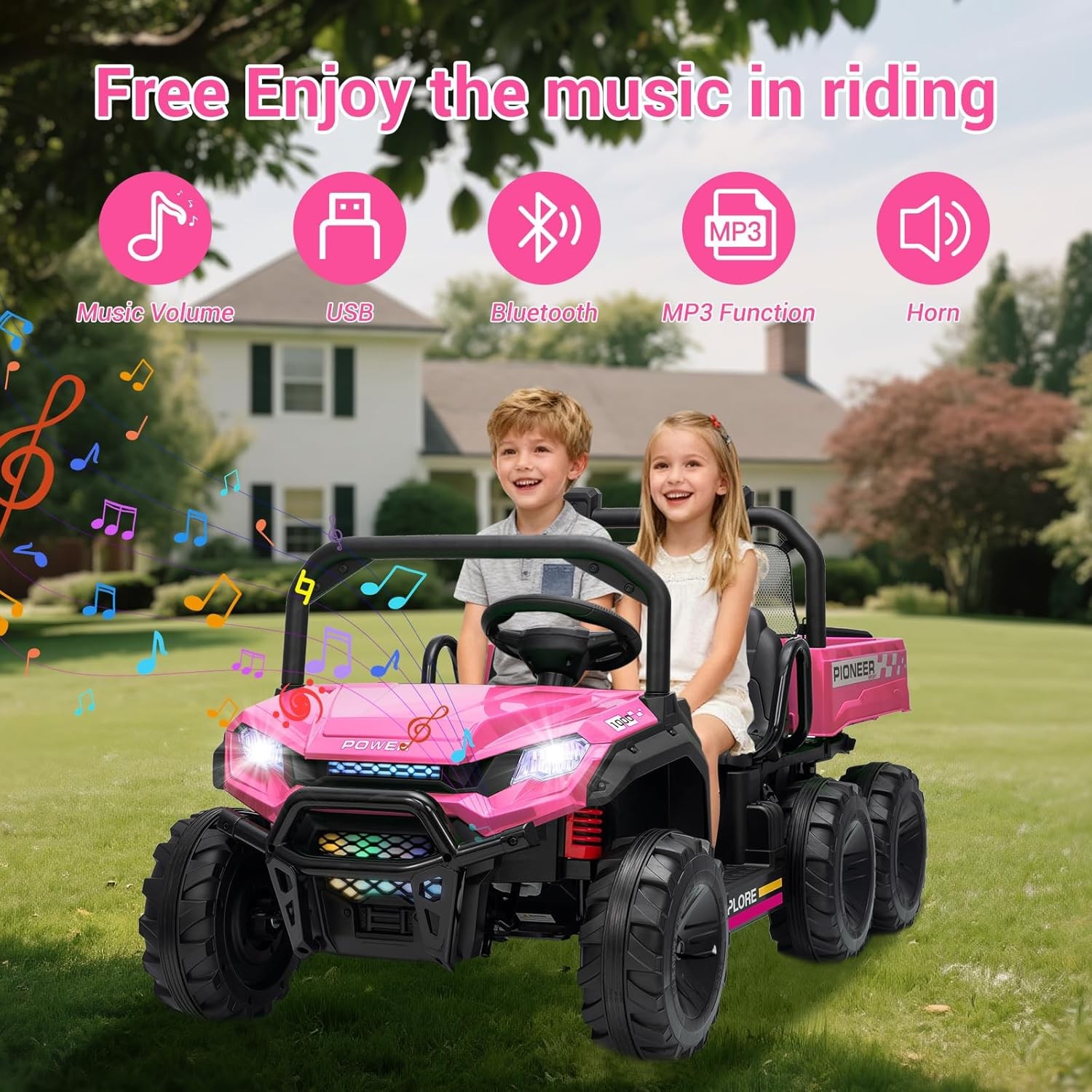 2 Seater Ride on Car 24V Kids Electric Dump Truck 4WD 6Wheeler w/Parental Remote