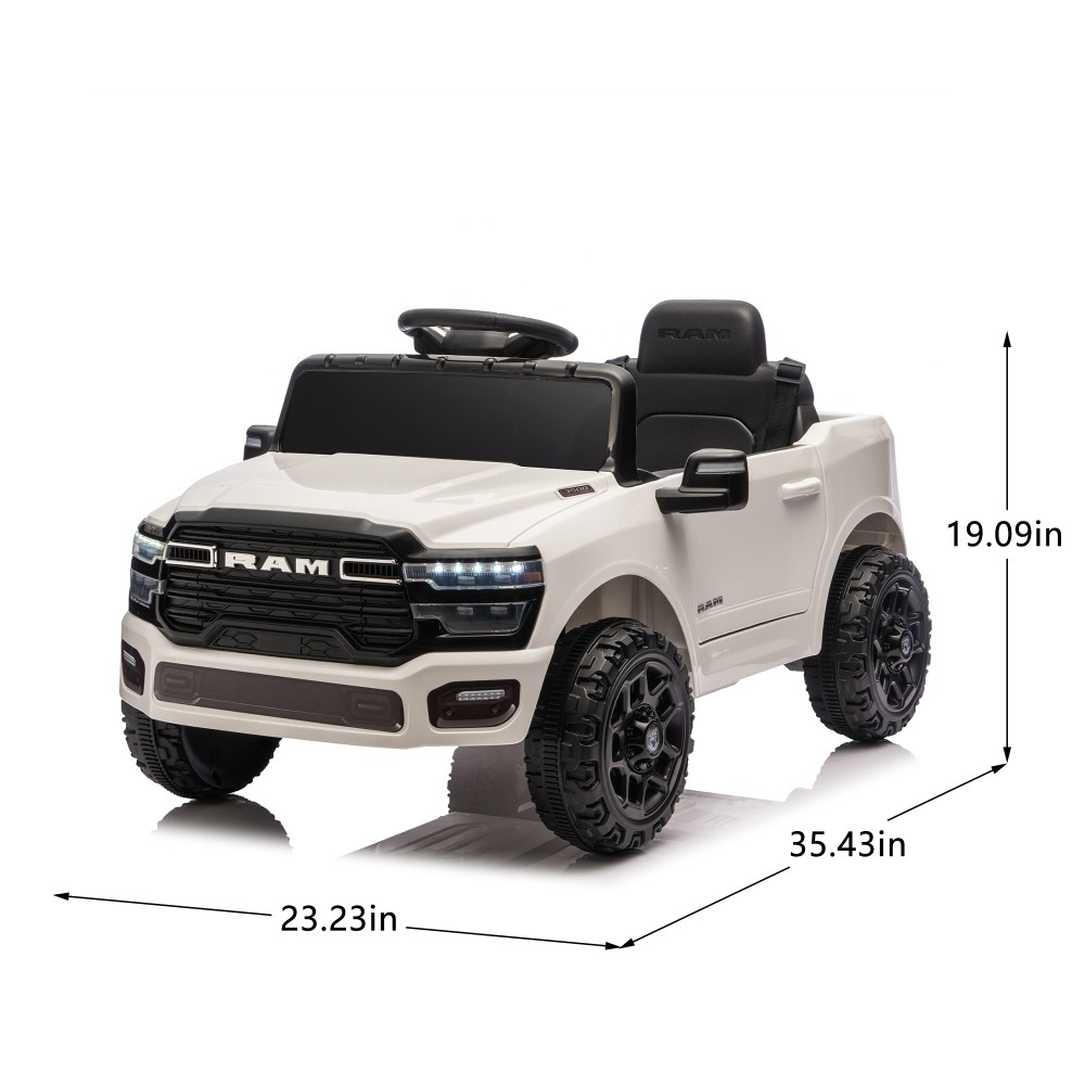 Licensed Dodge RAM 12V Ride On Truck w/ Remote Bluetooth Music for Kids Ages 3-6