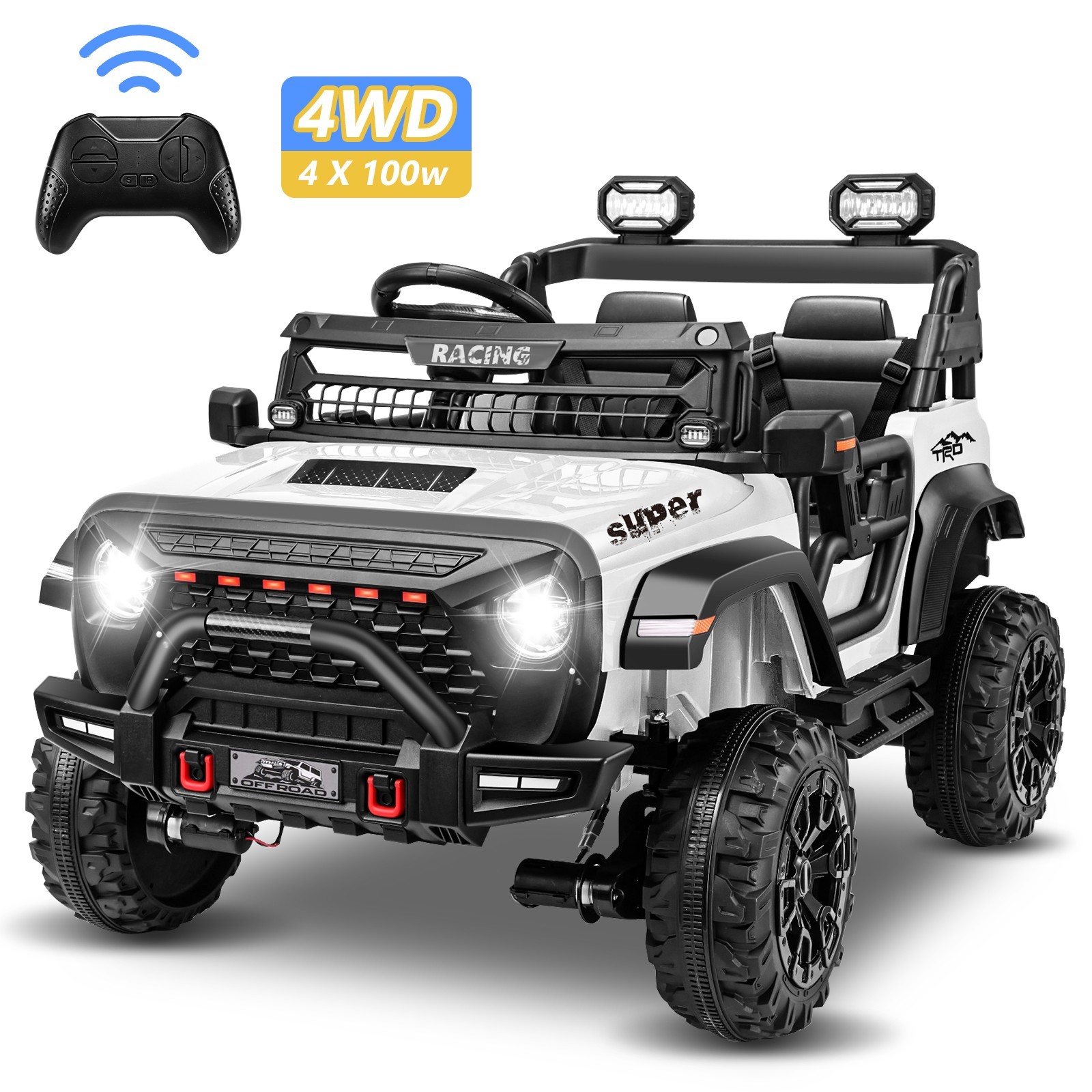 24V 2 Seater Ride on Car with Remote Control & 20 Inch Wide Seat for Boys Girls