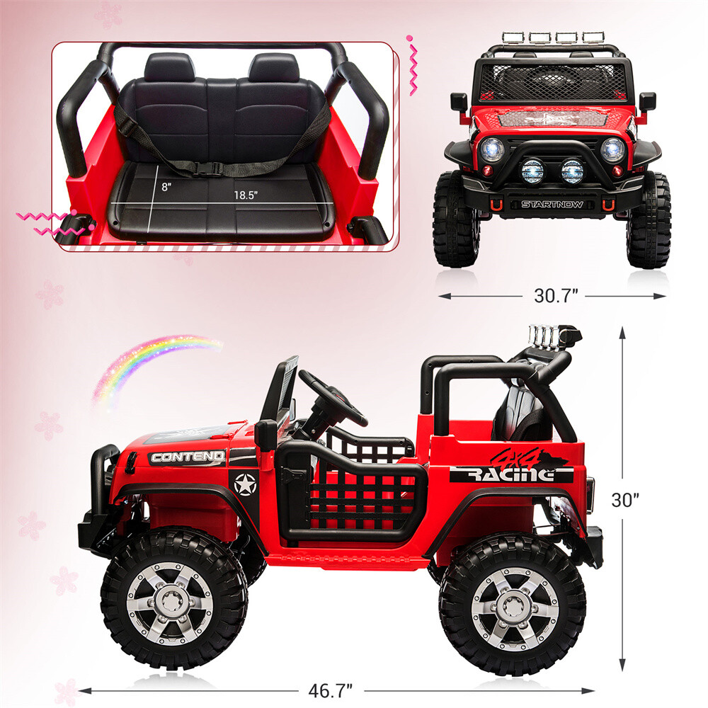 Electric 12V Kids Ride on Truck Car Jeep LED MP3 Car W/Remote Control 2 Seater