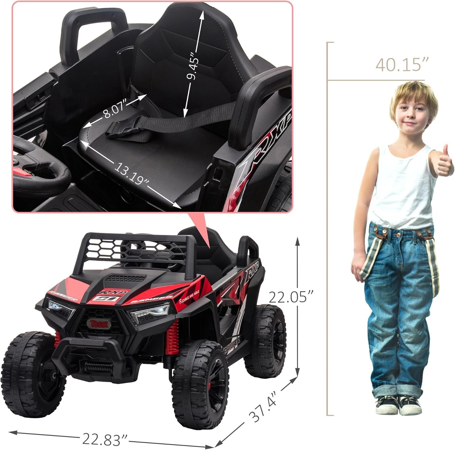 Vehículo eléctrico todoterreno UTV de 12 V para niños con avance y retroceso
