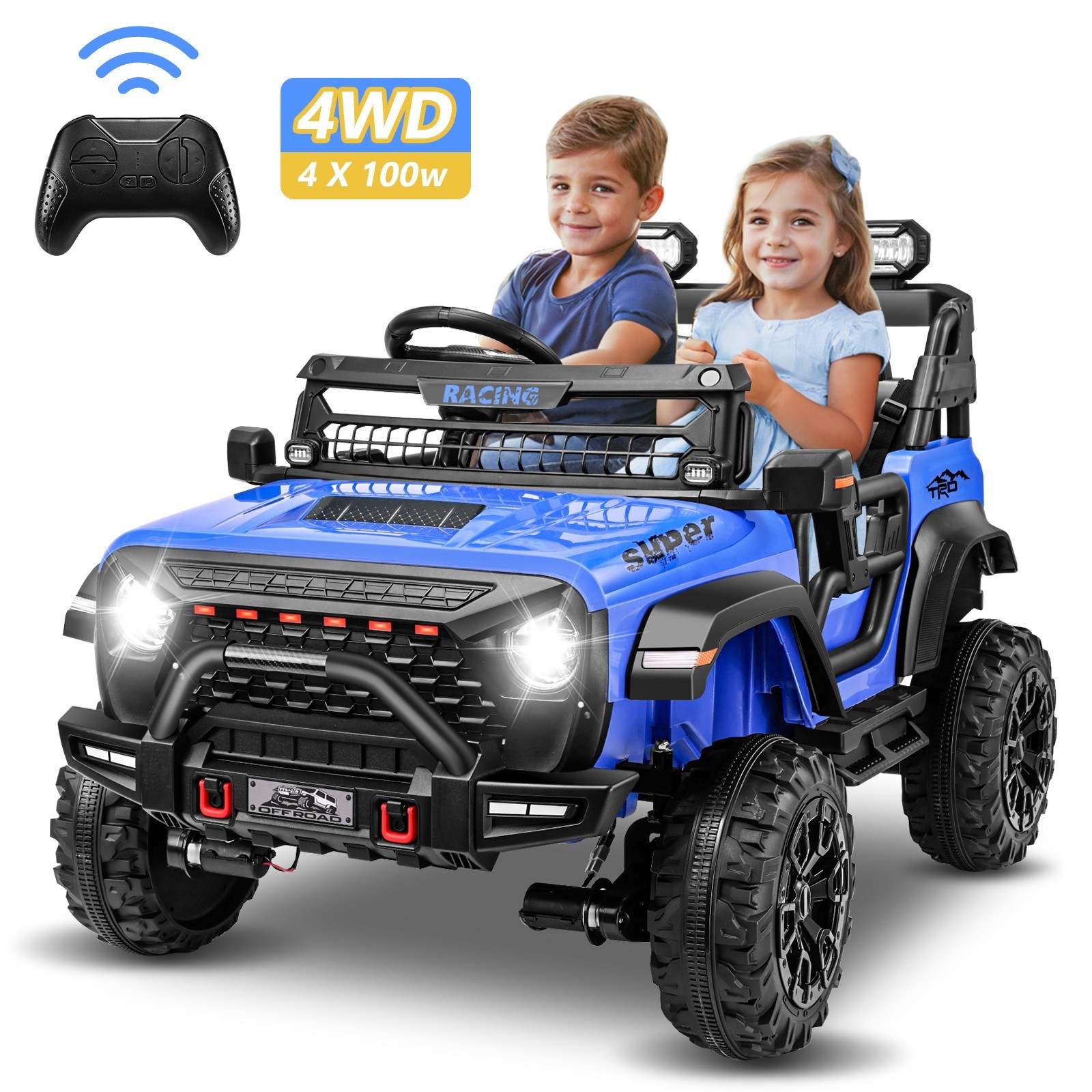 24V 2 Seater Ride on Car with Remote Control & 20 Inch Wide Seat for Boys Girls