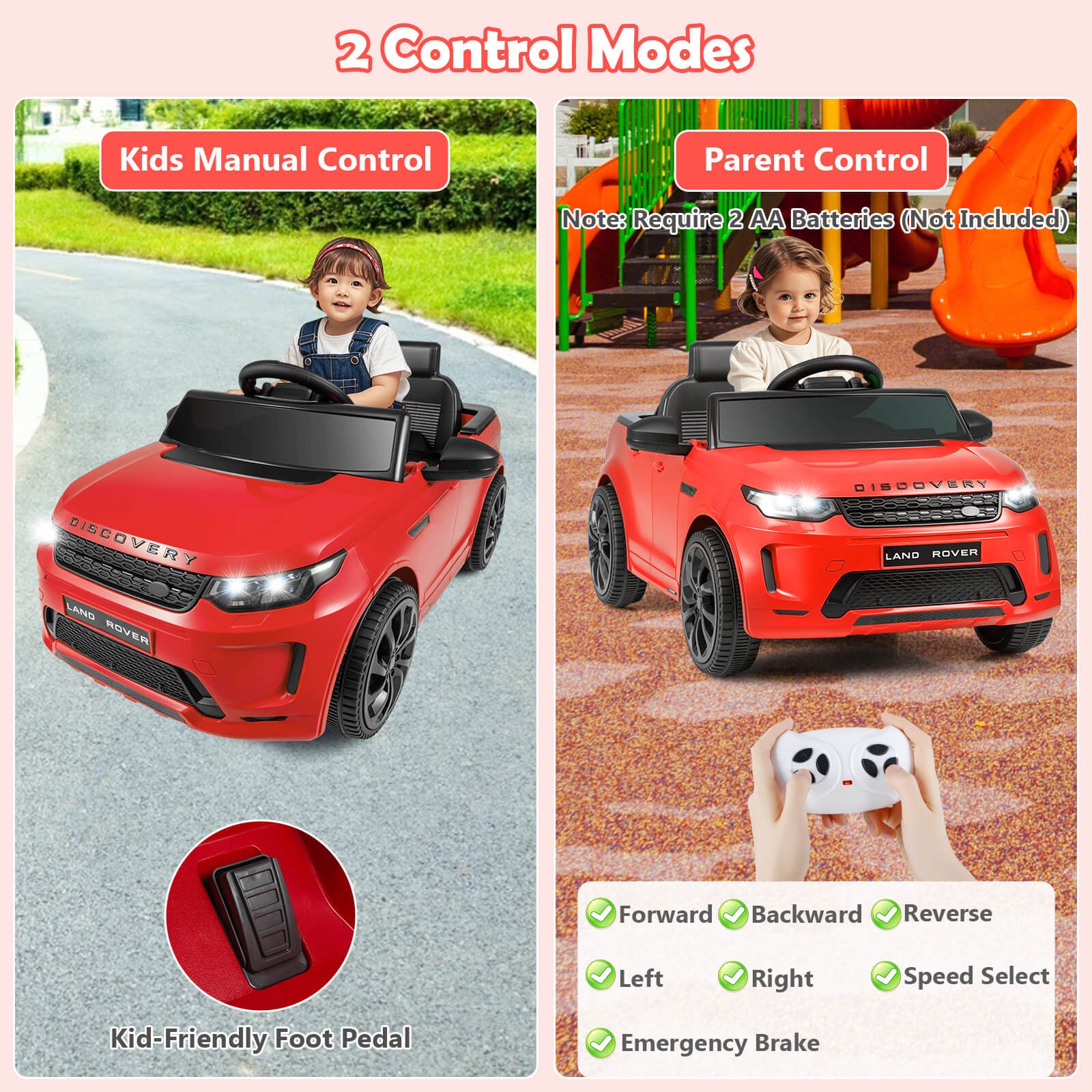 Licensed Land Rover Kids Ride on Car w/Remote Control, LED Lights, Music, Horn