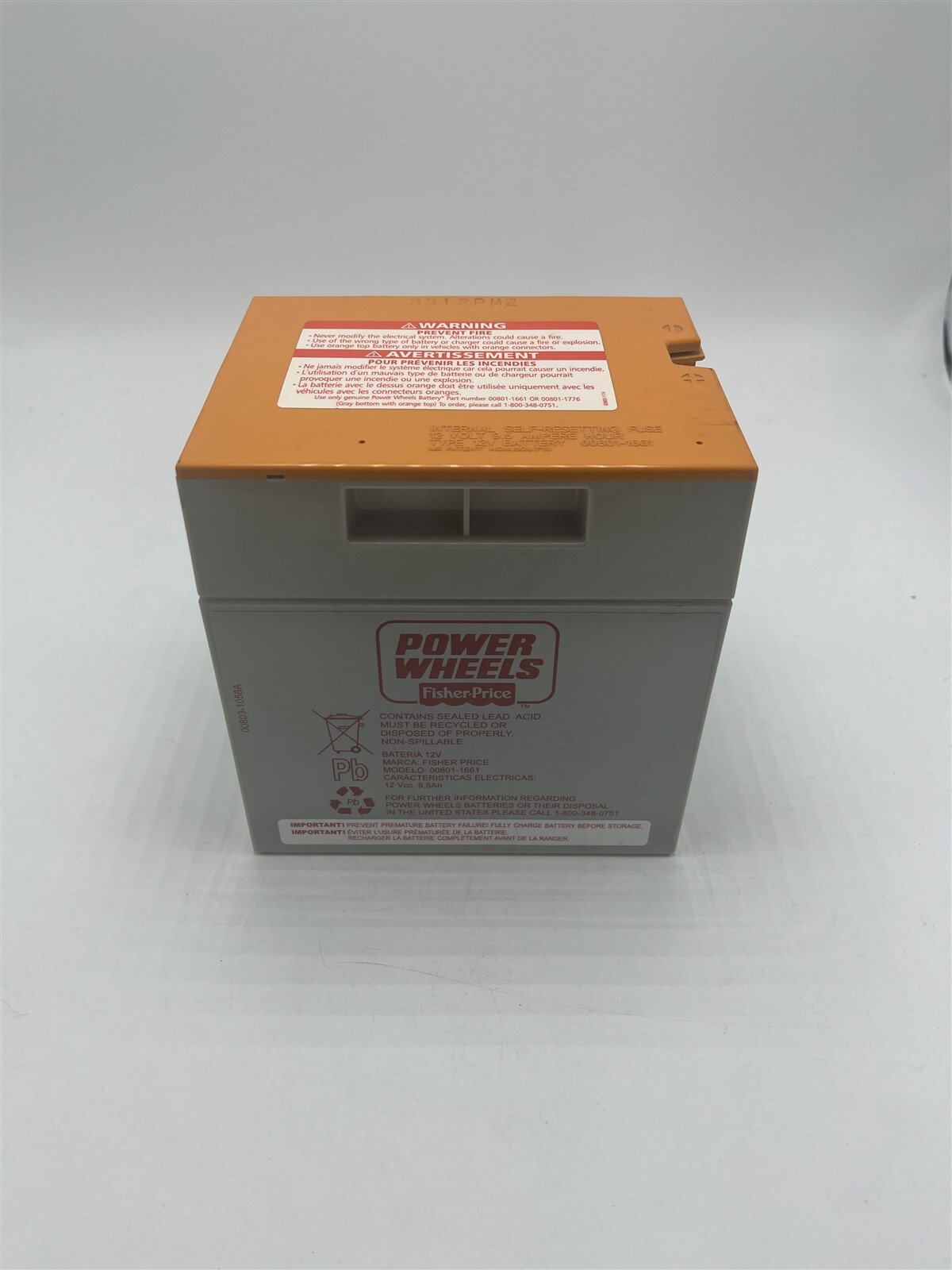 12V Grey with Orange Top Battery Power Wheels 00801-1776