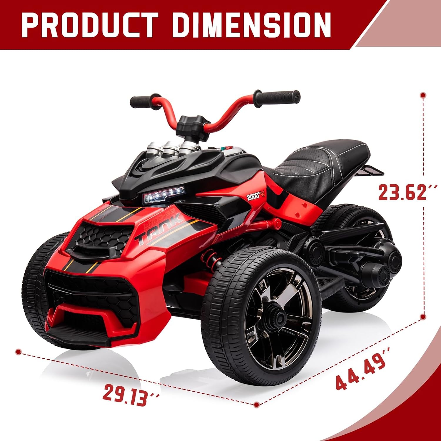 12V 3Wheeler Ride On ATV Electric Motorcycle Battery Electric Vehicle w/Led US
