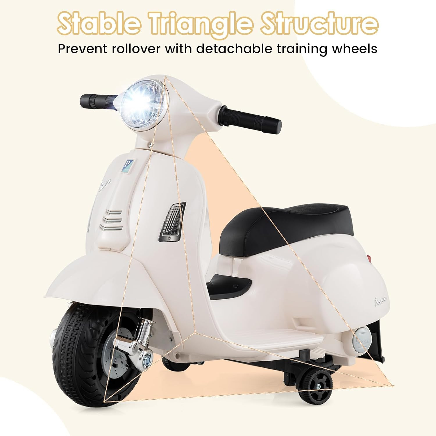 Licensed Vespa Scooter Kids Motorcycle by , 6V Ride on Electric Motorcycle with