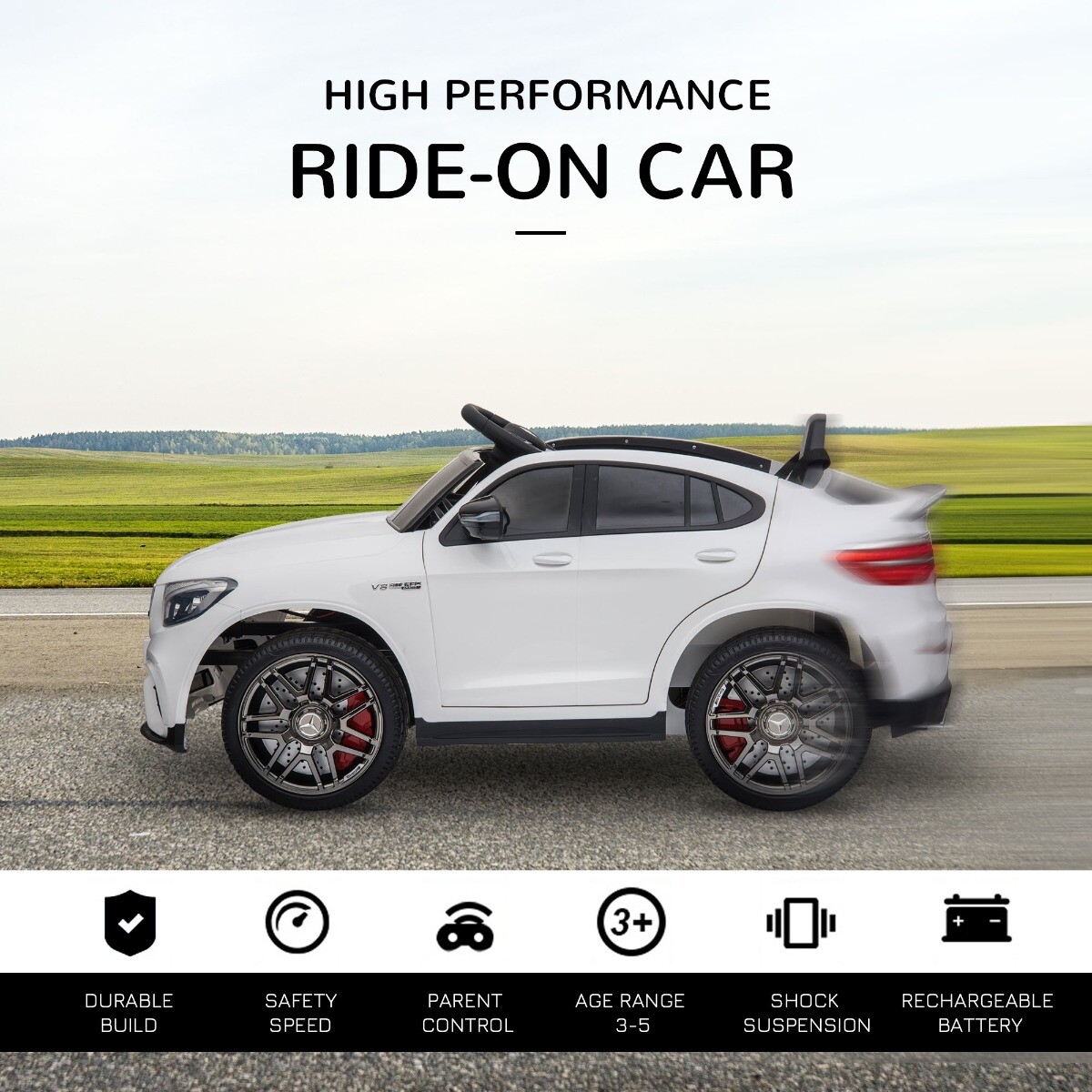 12V Ride On Toy Car for Kids with Remote Control Mercedes Benz AMG GLC63S Coupe
