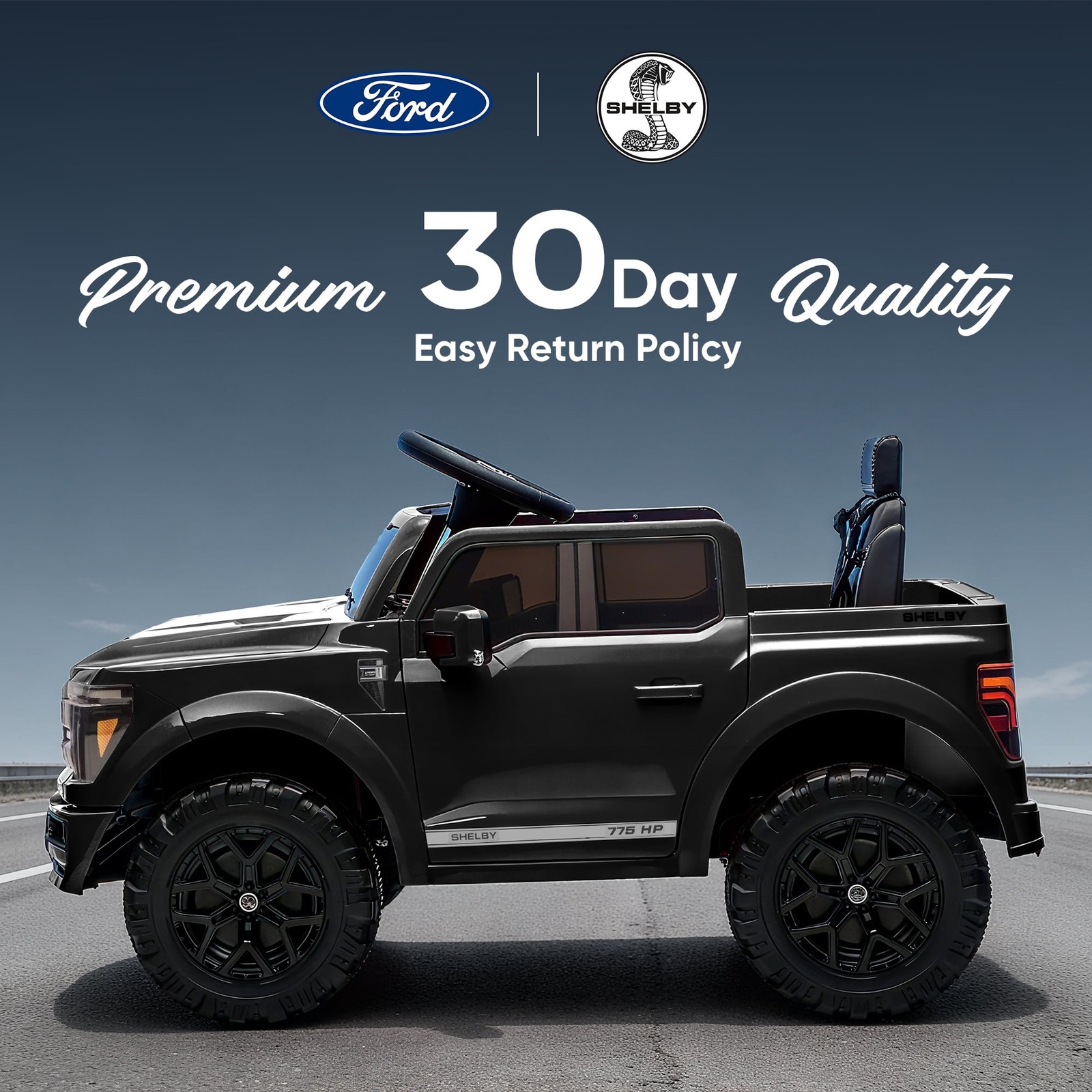 Licensed Ford-Shelby F-150 12V Kids Electric Ride-On Truck with Remote – Black