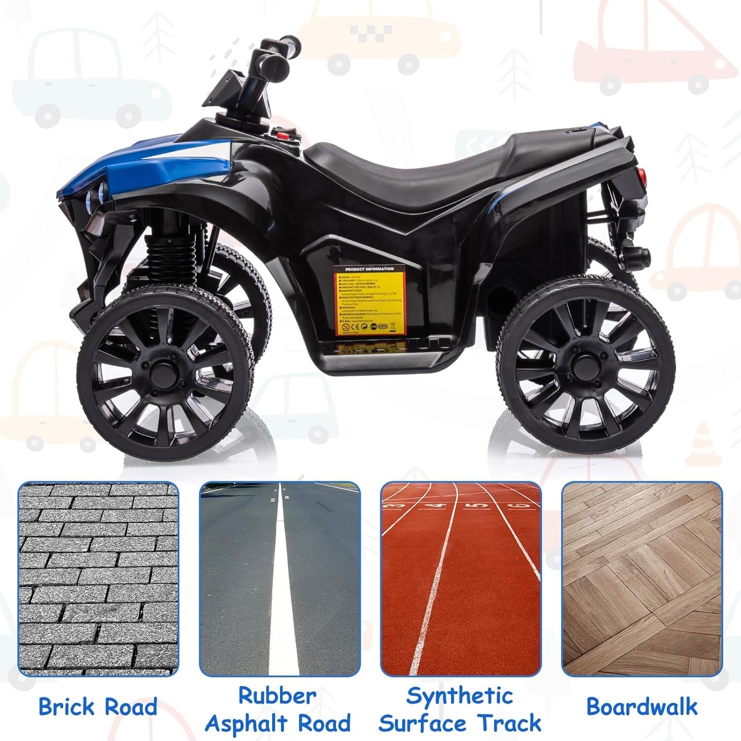 Kids Ride On Electric ATV Off-Road Quad Car 6V Battery Powered 55 LBS Load Blue