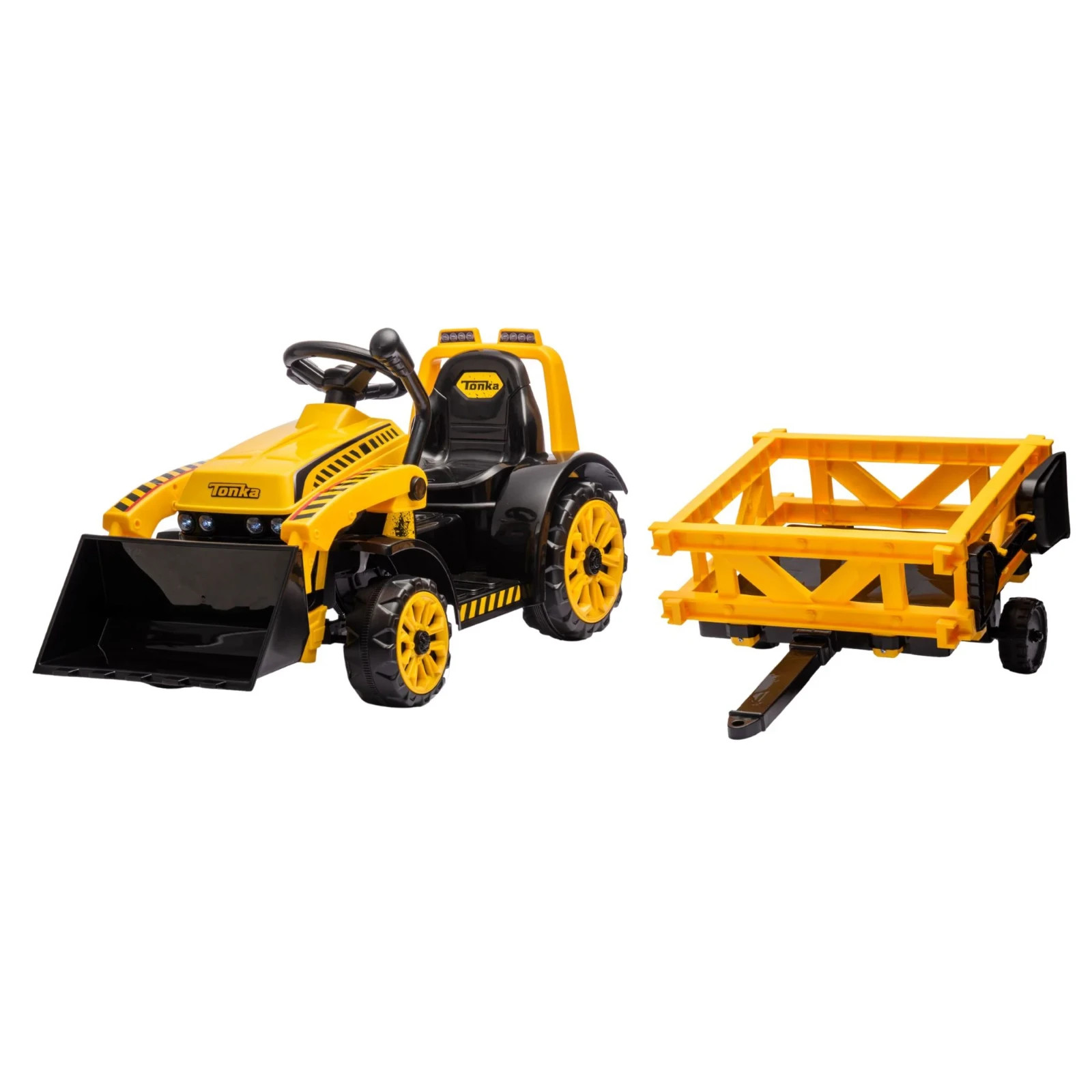 Construction Tractor 6V Battery-Powered Ride-On w/ Working Loader, Ages 1.5+