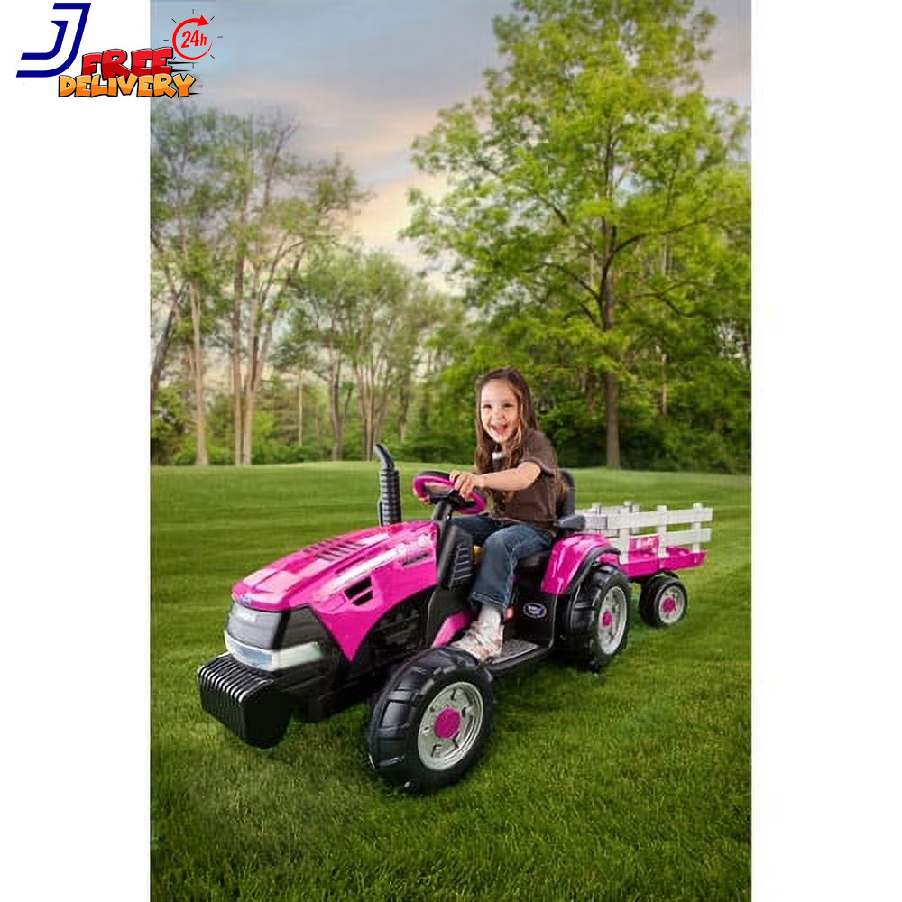Case IH Magnum Tractor and Trailer Girls’ 12 Volt Battery Powered Ride On Pink