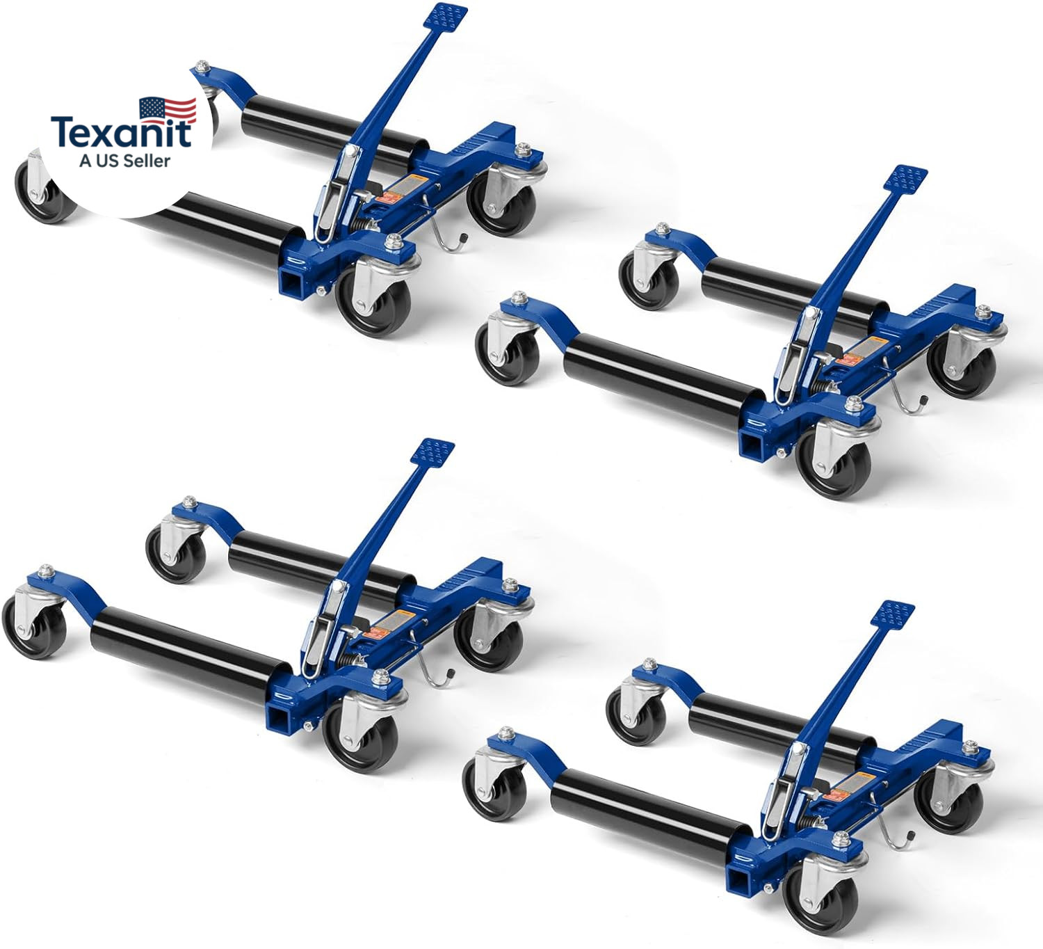 Car Wheel Dolly Jack Set of 4, Mechanical 1500-Lbs Car Skates, 12” Wheel Vehicl