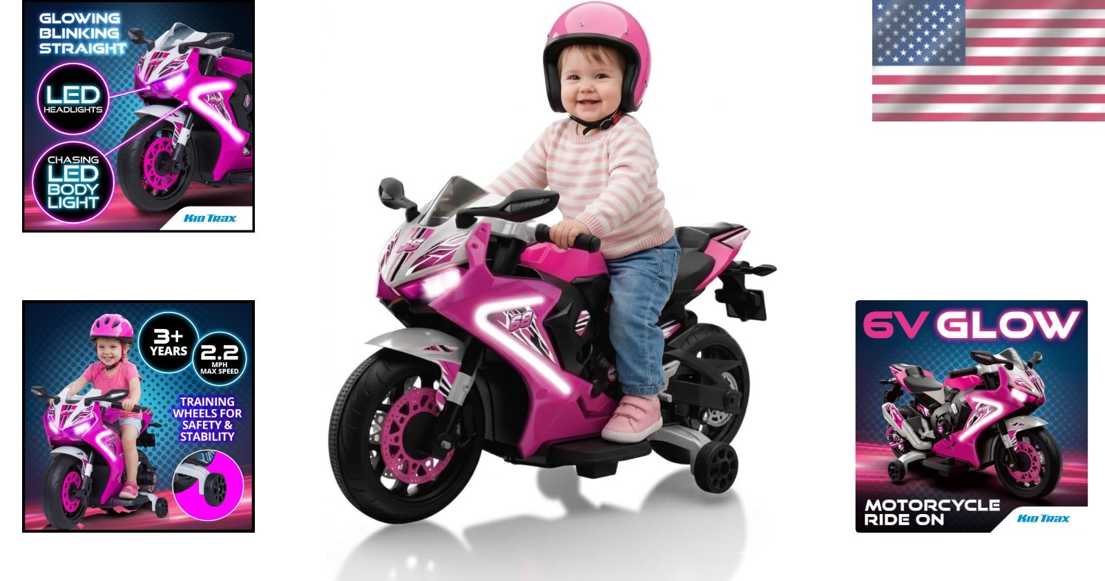 LED Kids Motorcycle Toy – Realistic Sounds, 2.2 MPH, Ages 3+