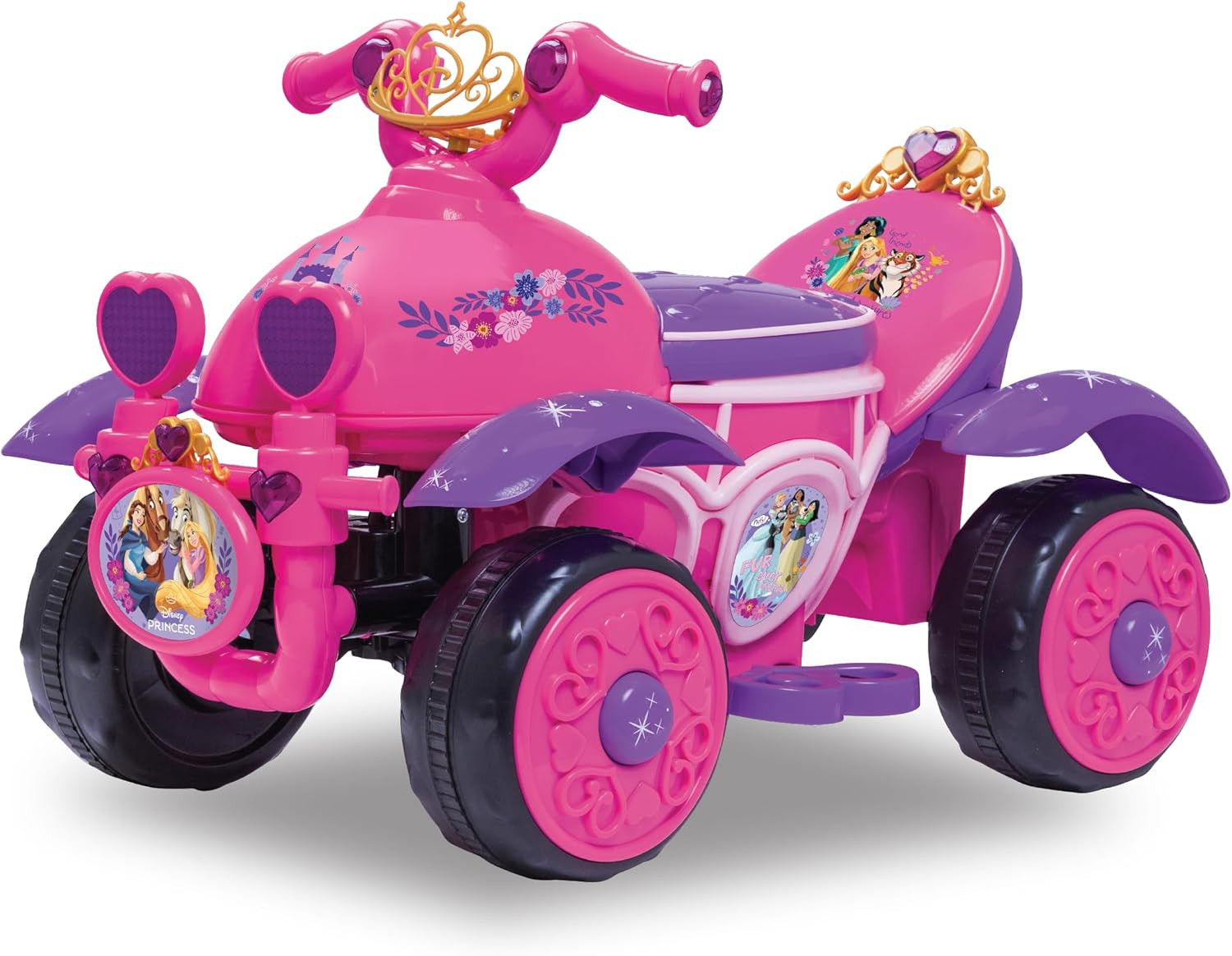 Toddler Disney Princess Electric Quad Ride on Toy, Kids 1.5-3 Years Old, 6 Volt