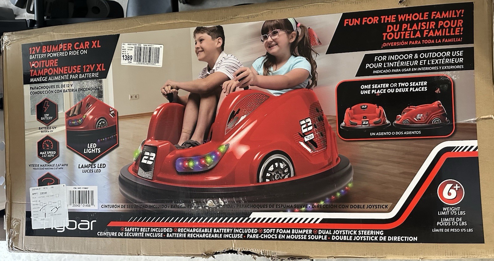 Flybar 12Volt Bumper Car Xl Battery Powered Ride On