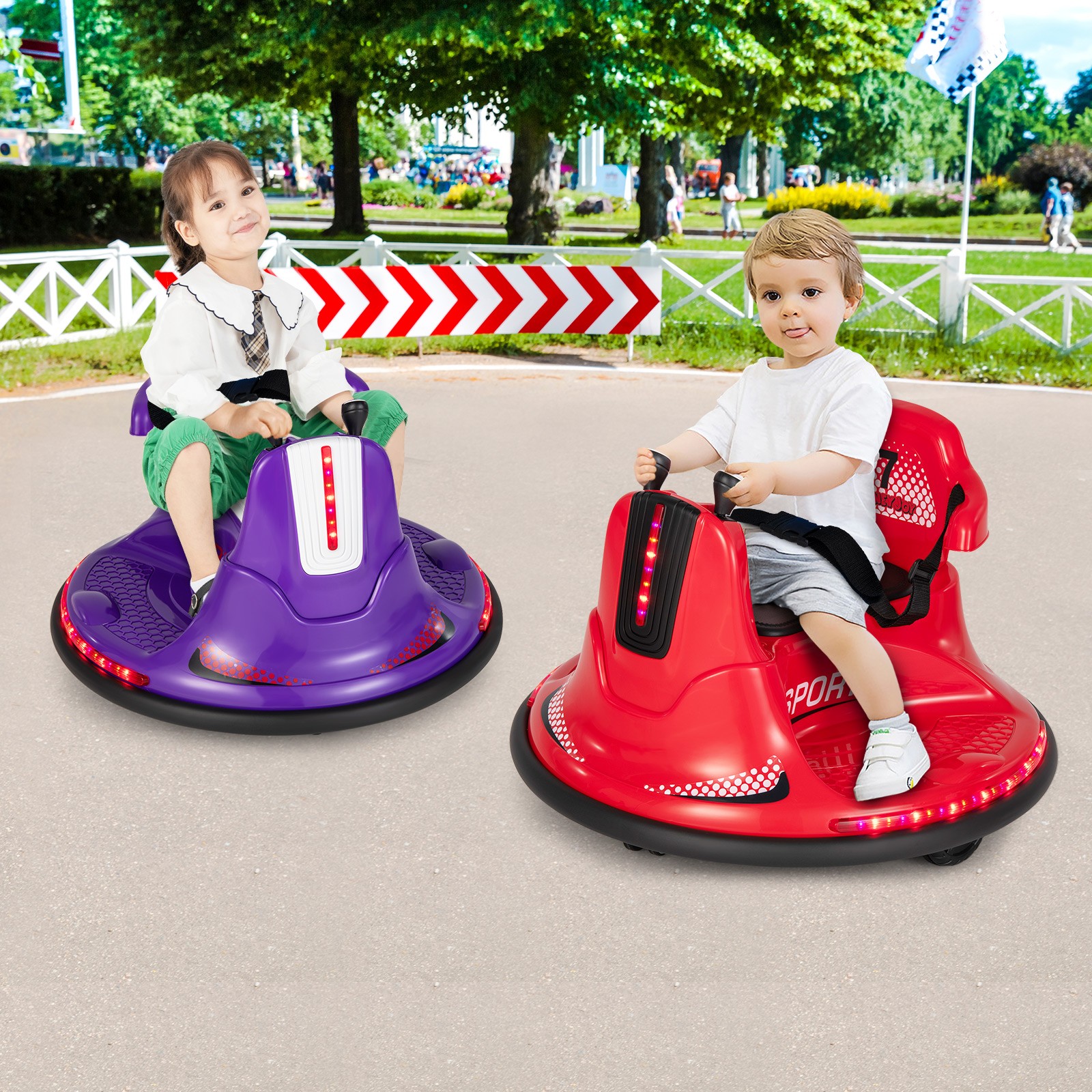 Kids Ride On Bumper Car 12V Battery Powered Car with Remote Control & LED Lights