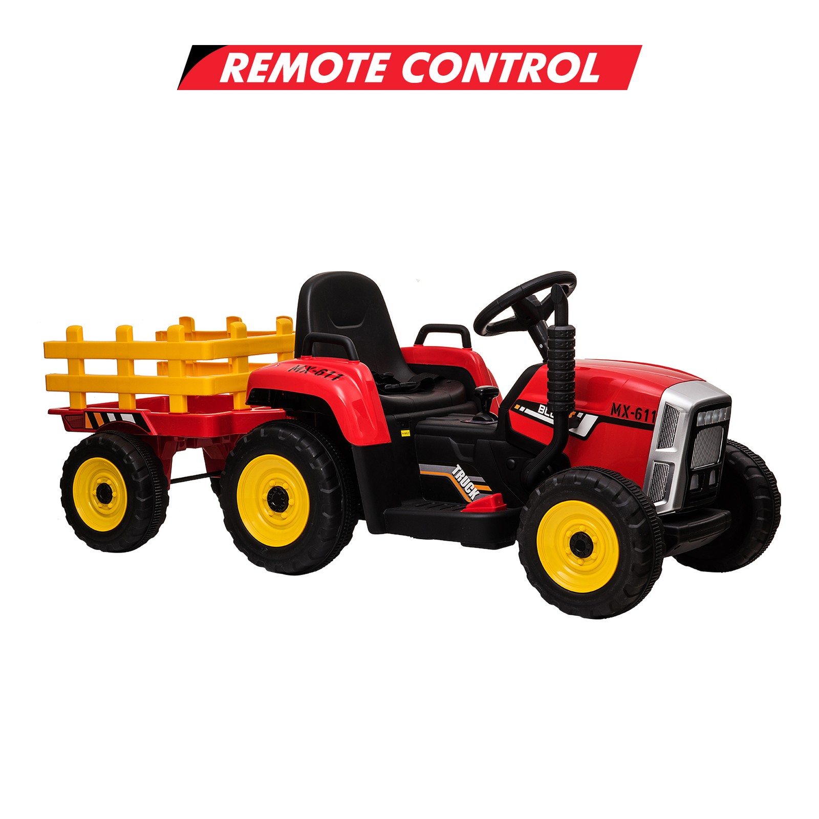 Battery‑Powered 12V Kids Tractor w/ Remote,25/35W Motor, LED, Educational Audio