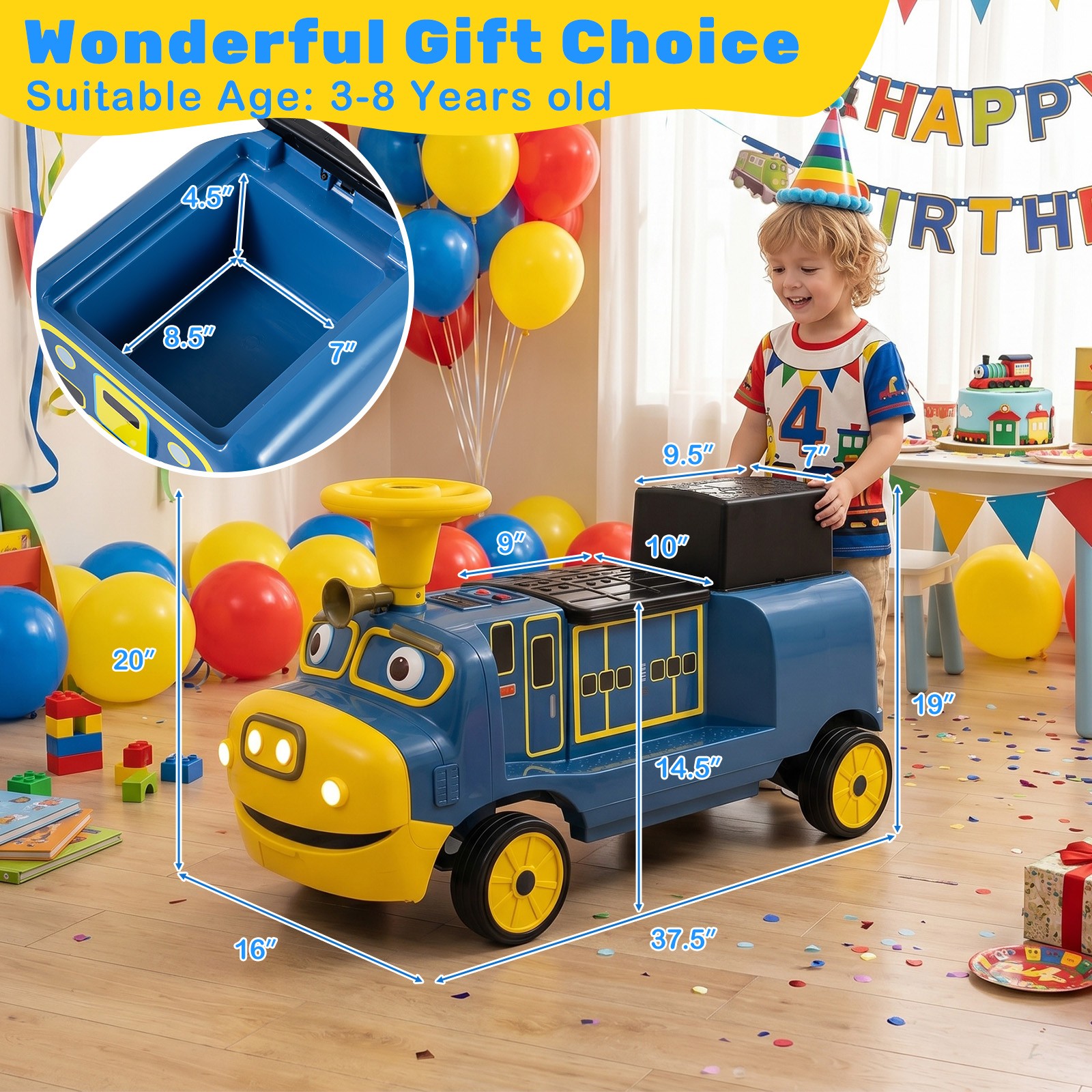 2-Seater Ride on Train,Licensed Chuggington Electric Vehicle w/Adjustable Seat