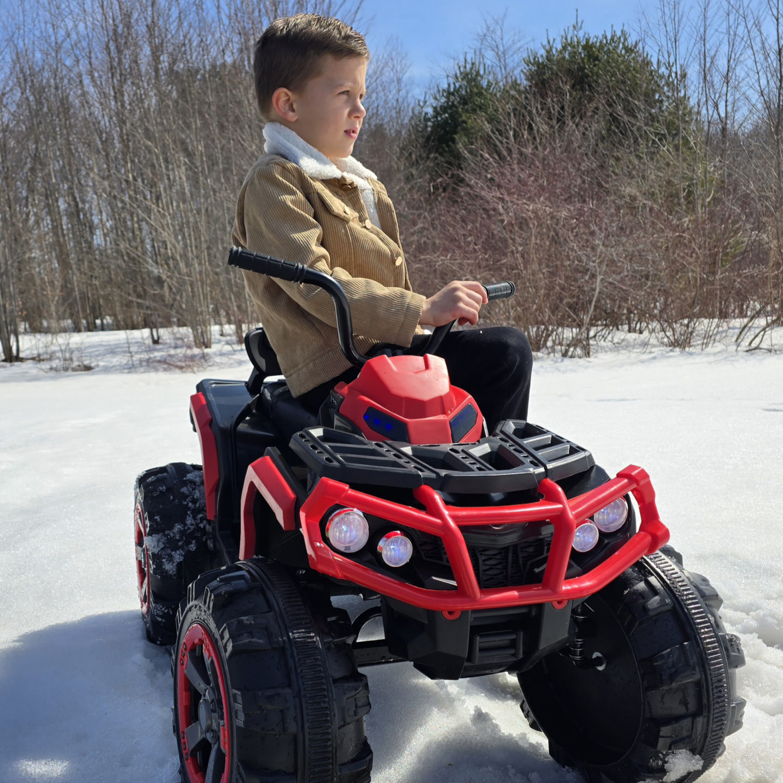 24V Kids Ride on ATV 6mph Electric Power Wheels Quad Car with 2 Speeds Bluetooth