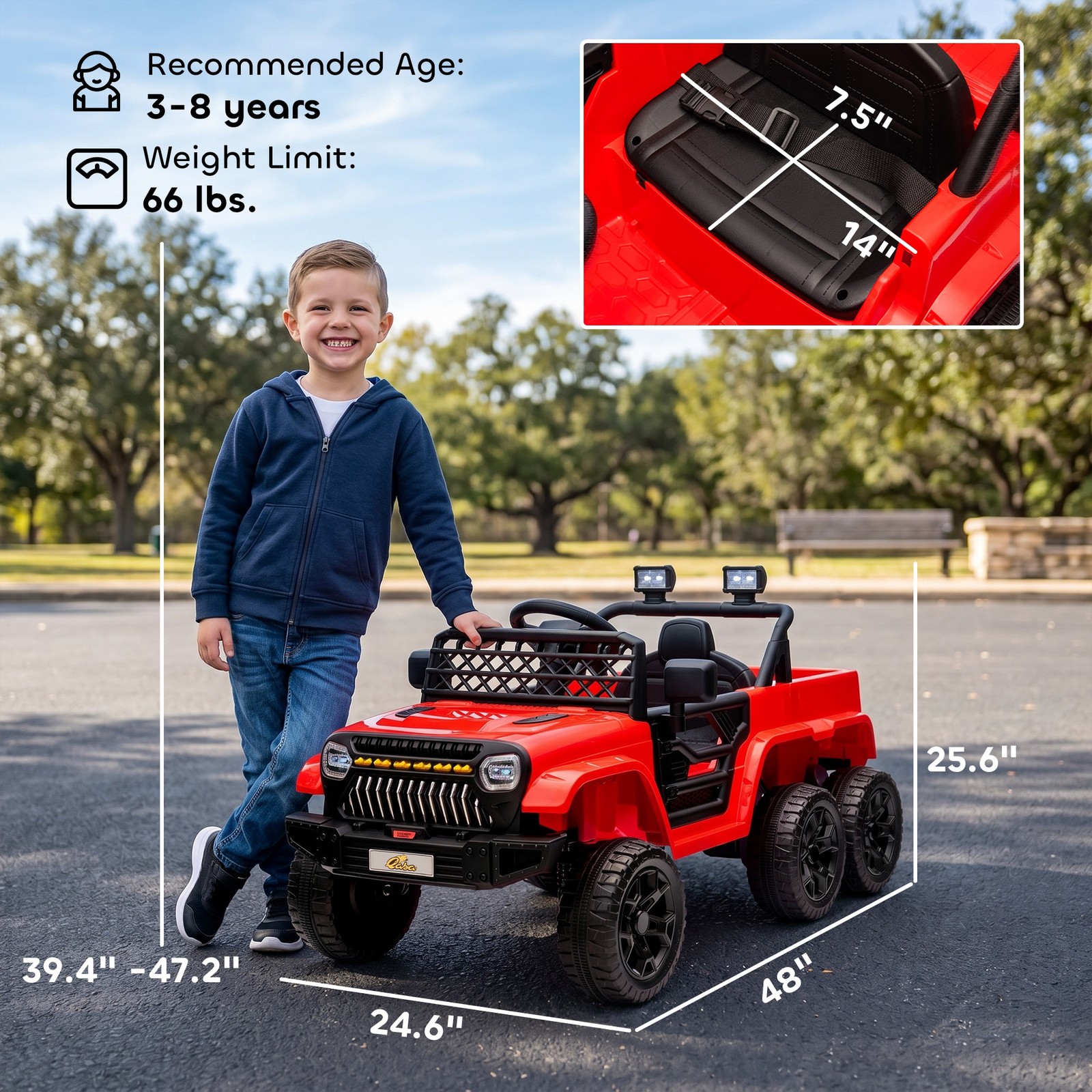 12V Kids Electric Car w/ 2WD/4WD Switchable, Remote Control, Red