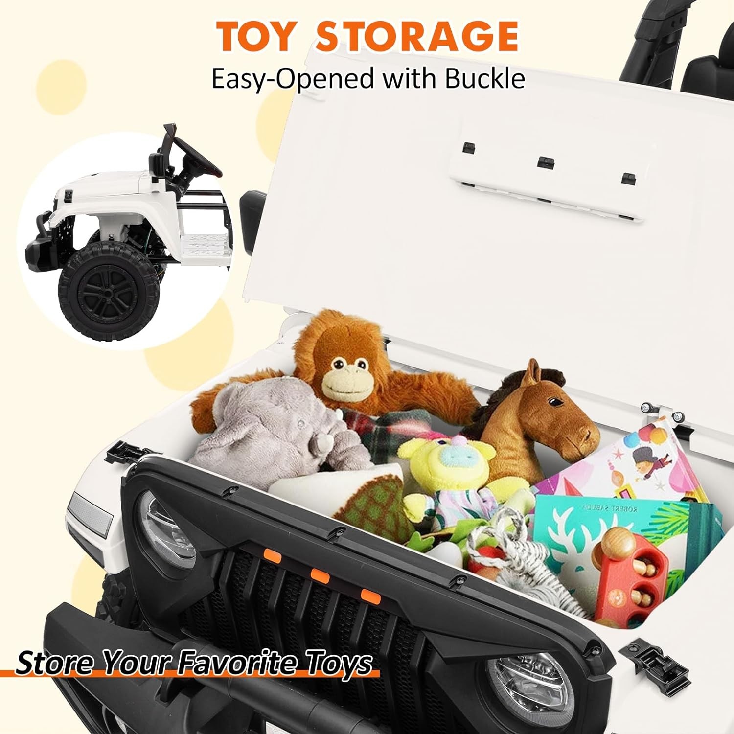 24V 4WD Kids Ride-On Car, Extendable Body & 3 Speeds for Big Kids Ages 3+, White