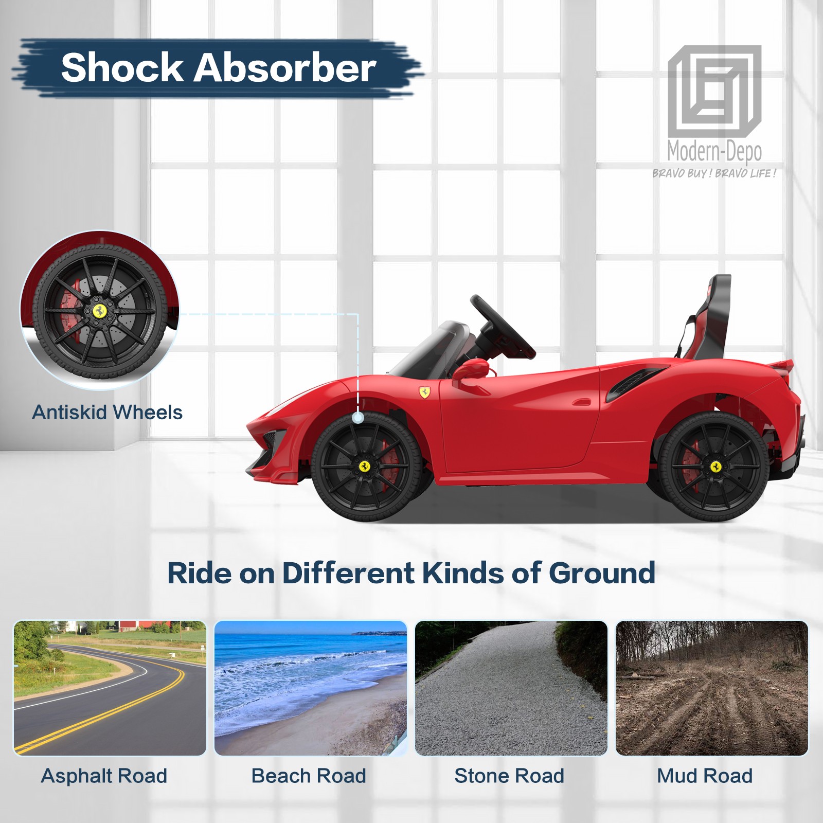 Licensed Ferrari 488 Pista Spider Ride On Car With Speaker, Leather Seat, Brake