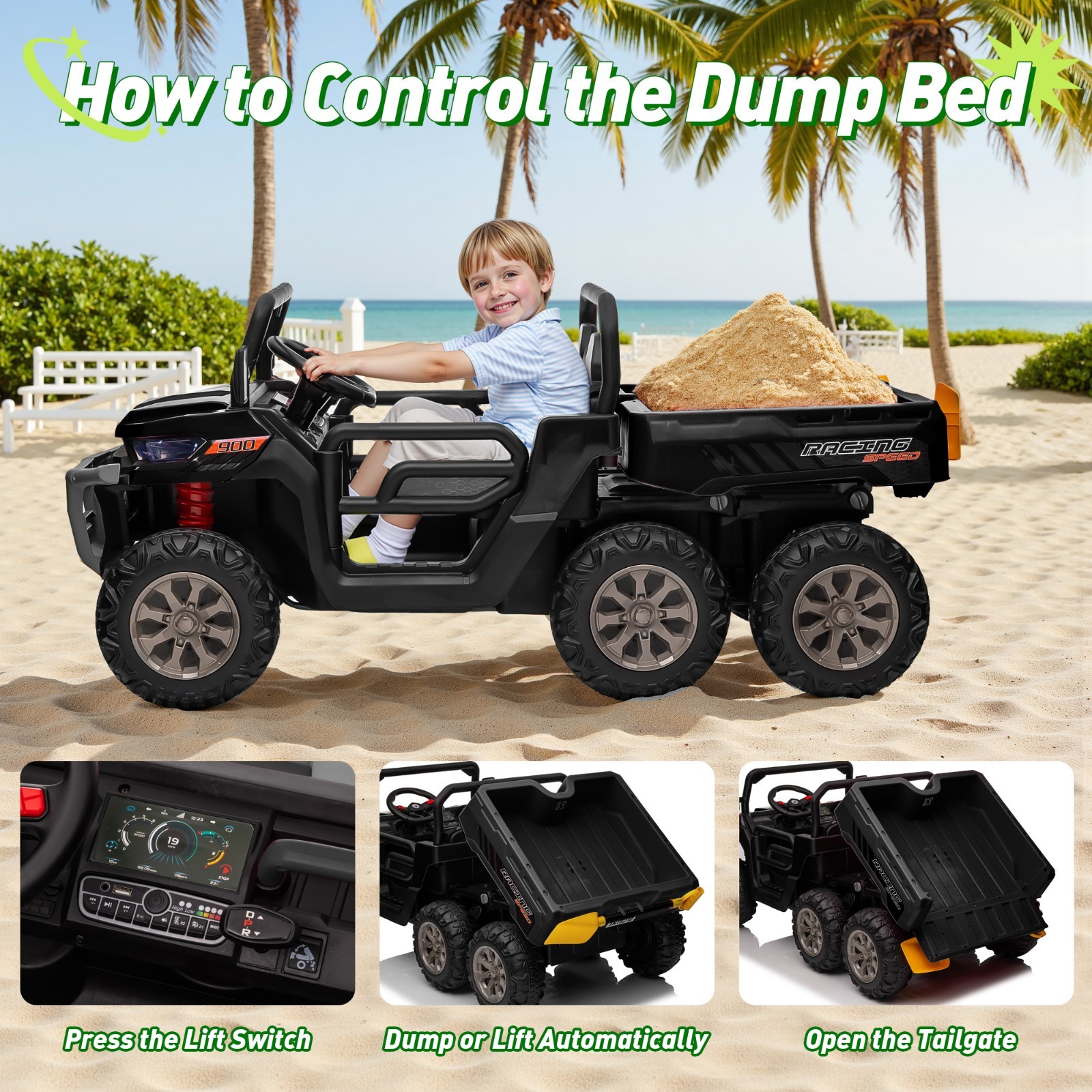 24V Pink Kids Ride-On Dump Truck with Remote Control, Working Dump Bed