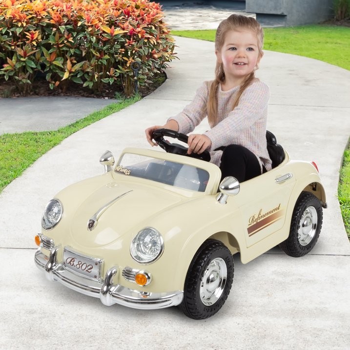 Vintage Kids Ride On Car 6V Battery with Remote, Lights and AUX by Lil’ Rider, C
