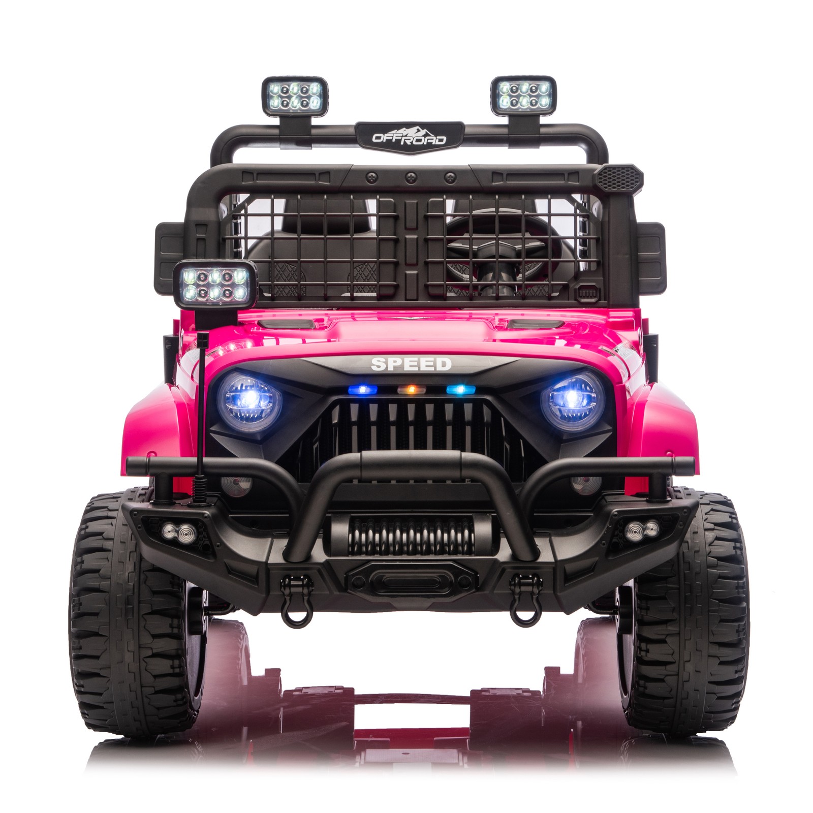 24V 2-Seaters Electric Jeep Truck Ride on Car Toy for Kids 3-8 w/ Remote Control