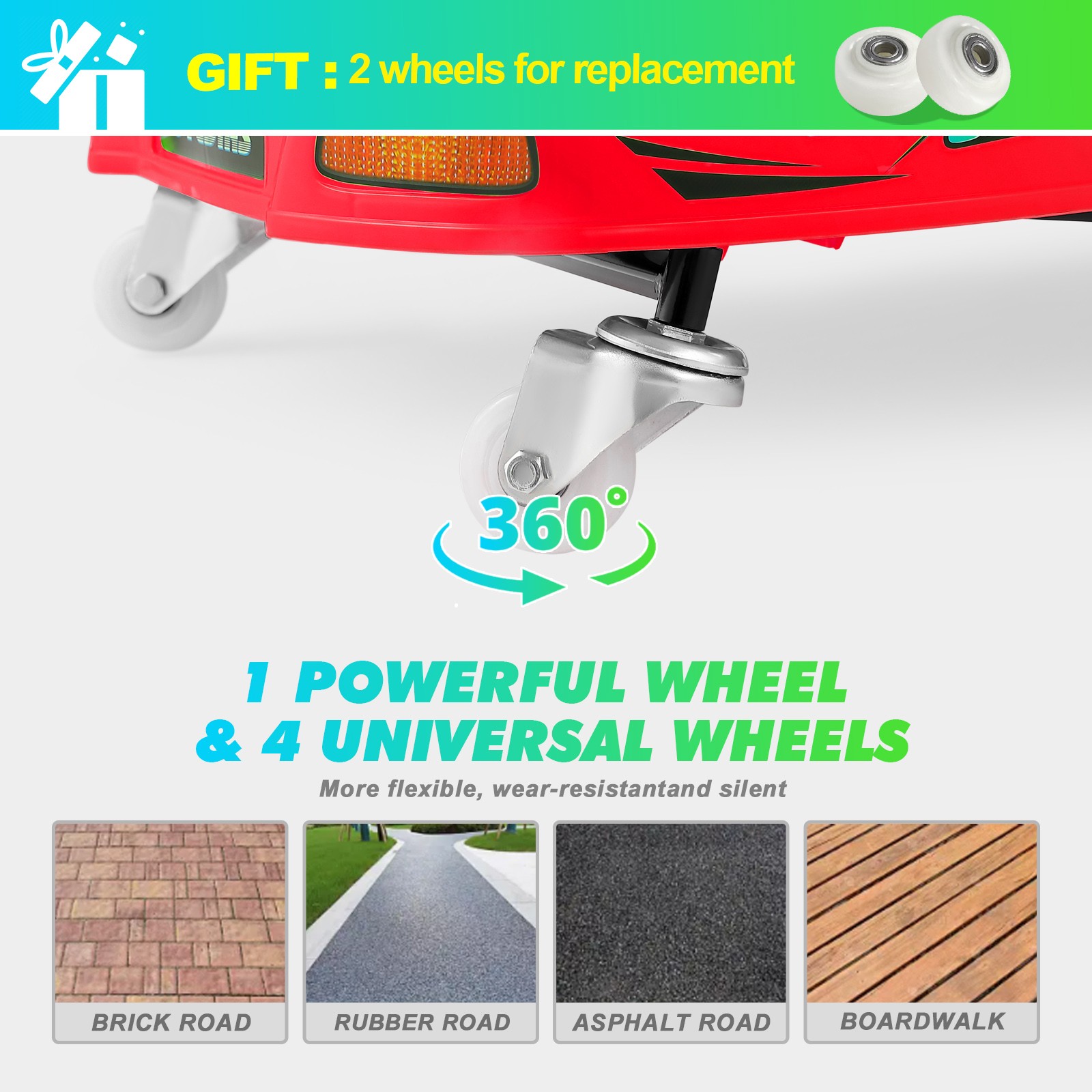 24V Kids Red Drifting Go Kart 360° Ride On Cart with Bluetooth
