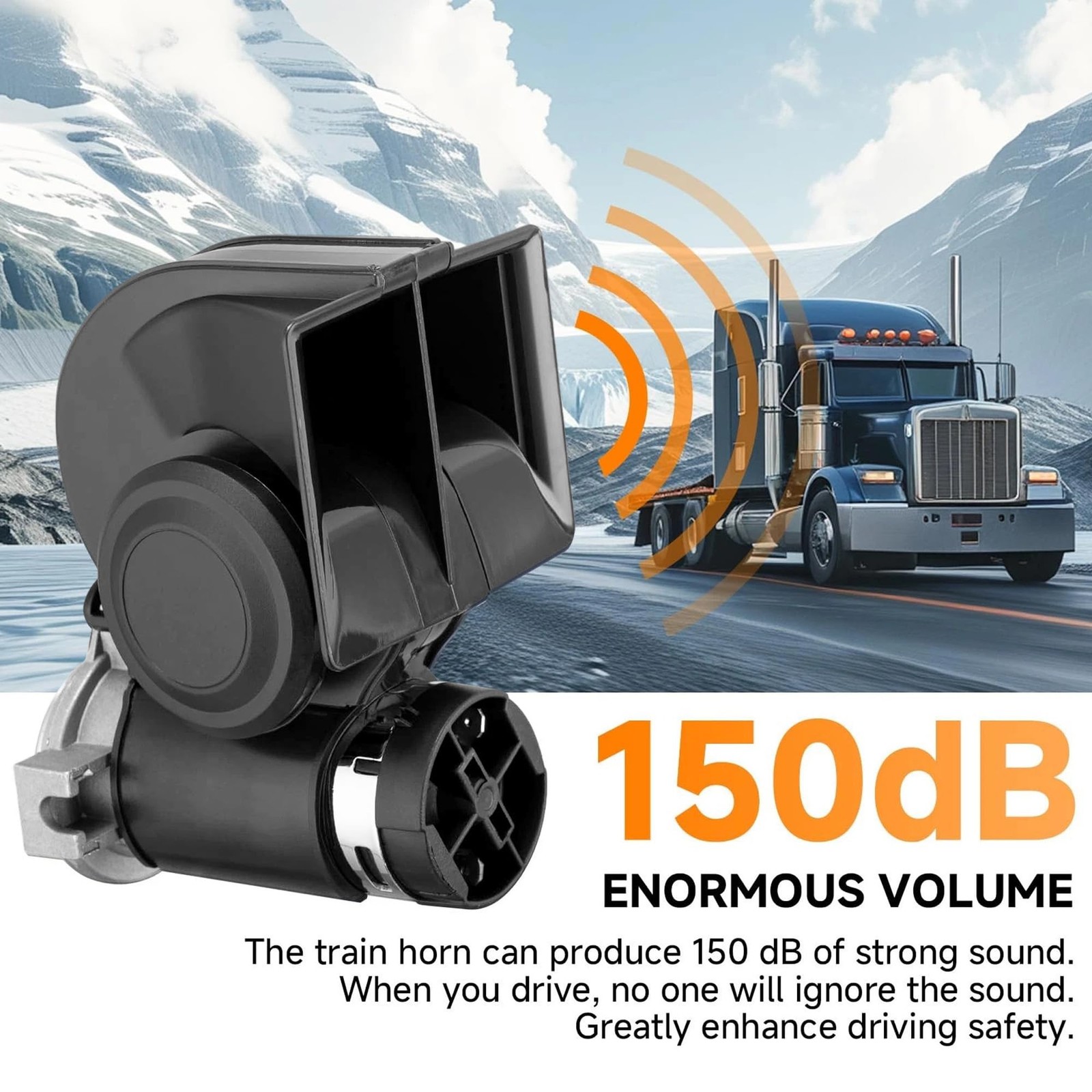 Air Horn 12V 150db Super Loud, Compact Twin Tone Trcuk Horn with Compressor a…