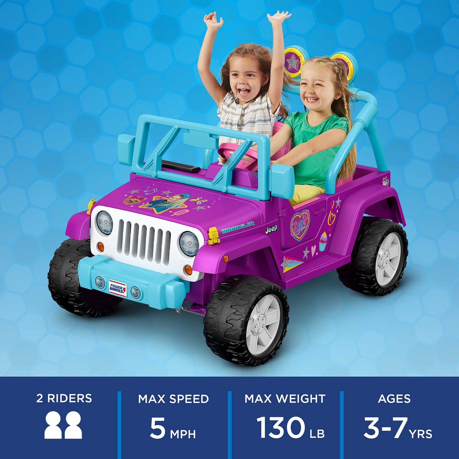 Power Wheels JoJo Siwa Jeep Wrangler 12V Battery-Powered Ride-on Vehicle for Pre