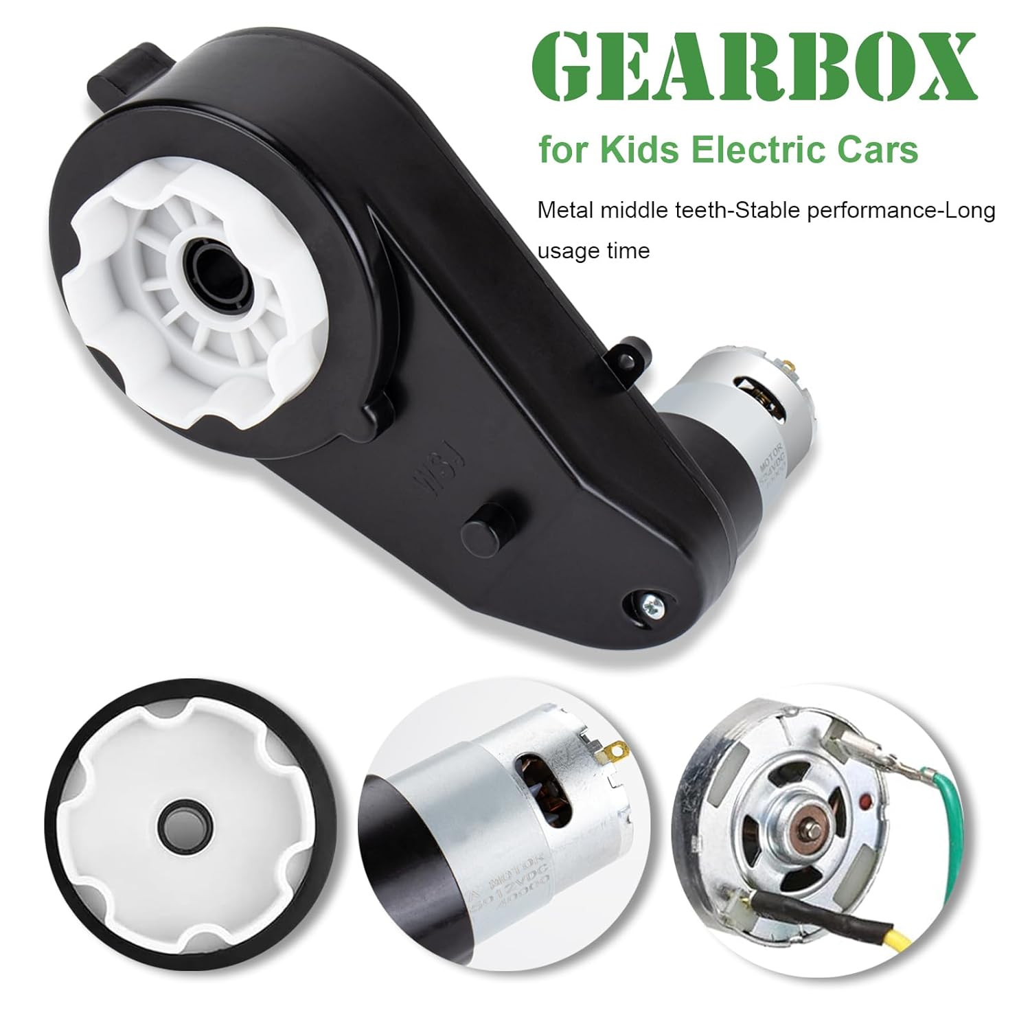 2Pcs Powered Wheels Motor 12V 40000RPM Kids Ride on Car Gearbox Motor Powered Wh