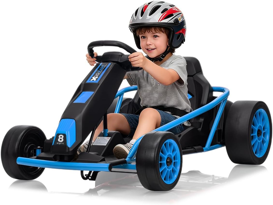 24V Kids Electric Go Kart, Dual 250W Motors, 9Ah Battery, 8MPH Drift Car w Music