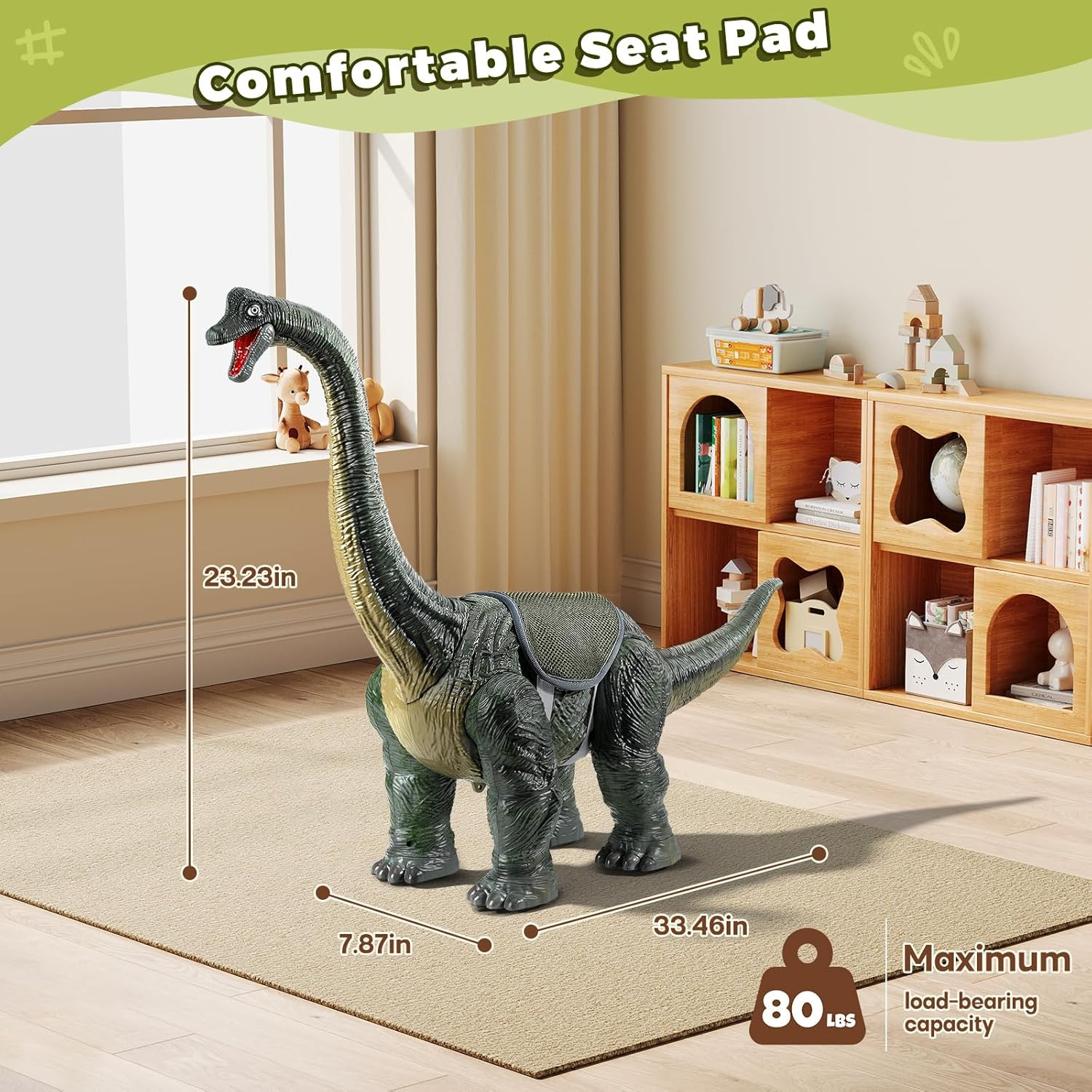 Dinosaur Ride On Toy Cars for Kids,Twinkoo Realistic Brachiosaurus Push Car with