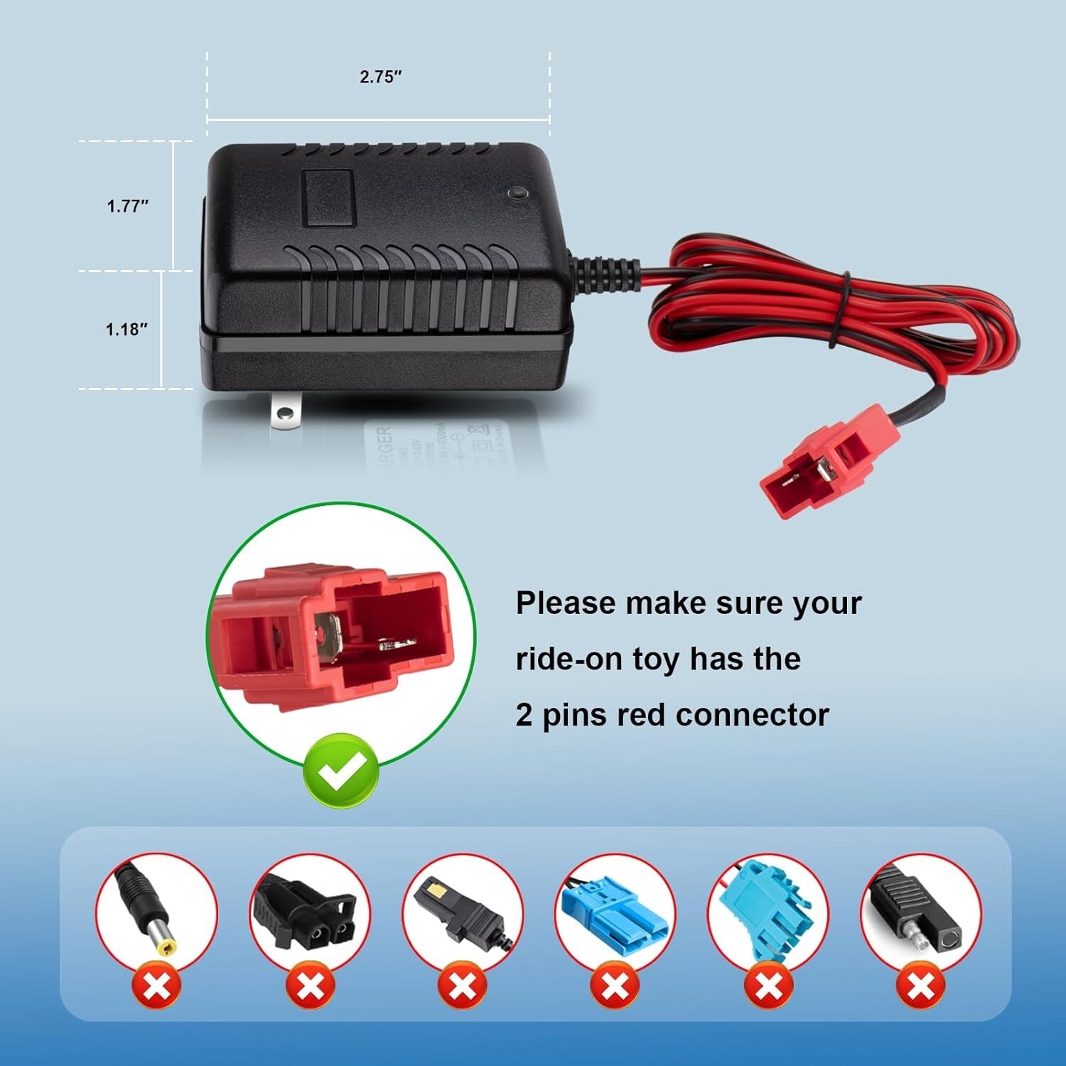 6V Kids Ride On Car Charger 6 Volt Battery Charger BMX X6 Kid TRAX Disney GMC