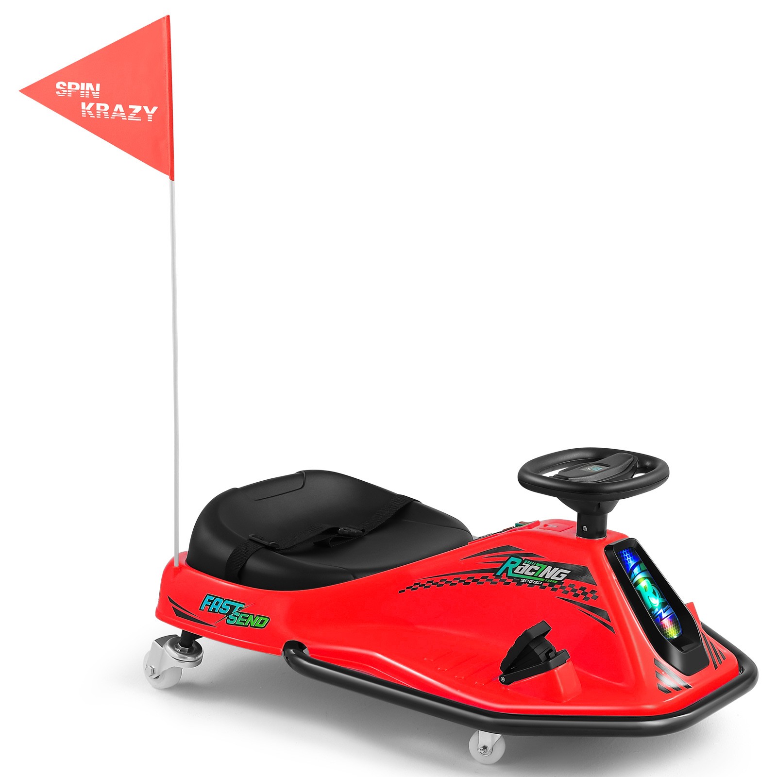 Red 24V Powered Kids Electric Drift Go Kart Ride On Car with Music,USB,Bluetooth