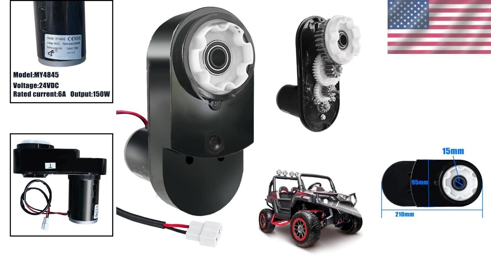 24V Torque Motor Gearbox for Dynacraft Realtree=
