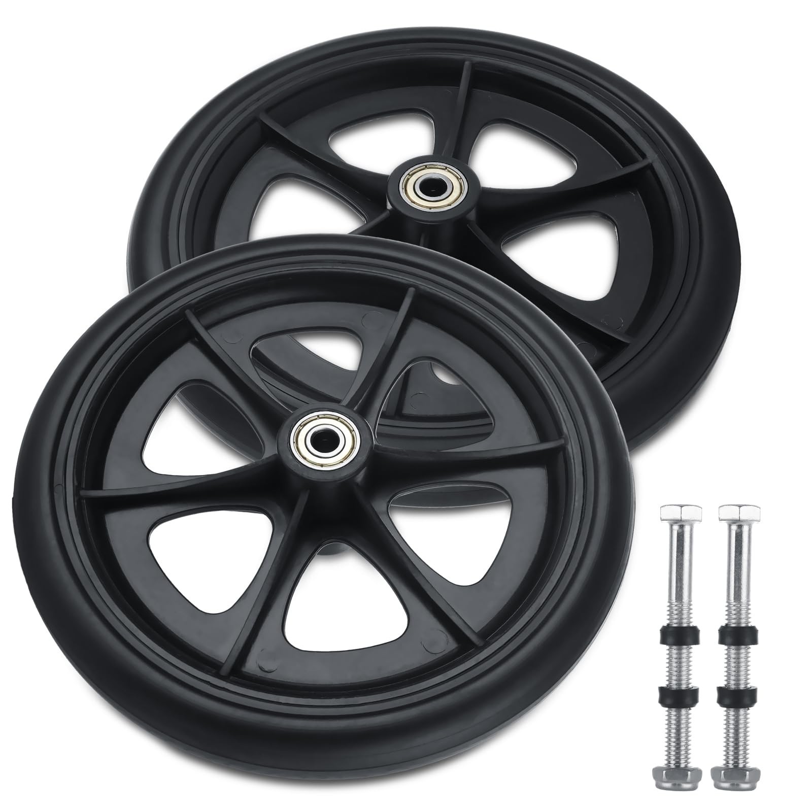 2 Pcs Walker Wheels Replacement 8 Inch Solid Wheelchair Front Wheels, Anti-Sl…