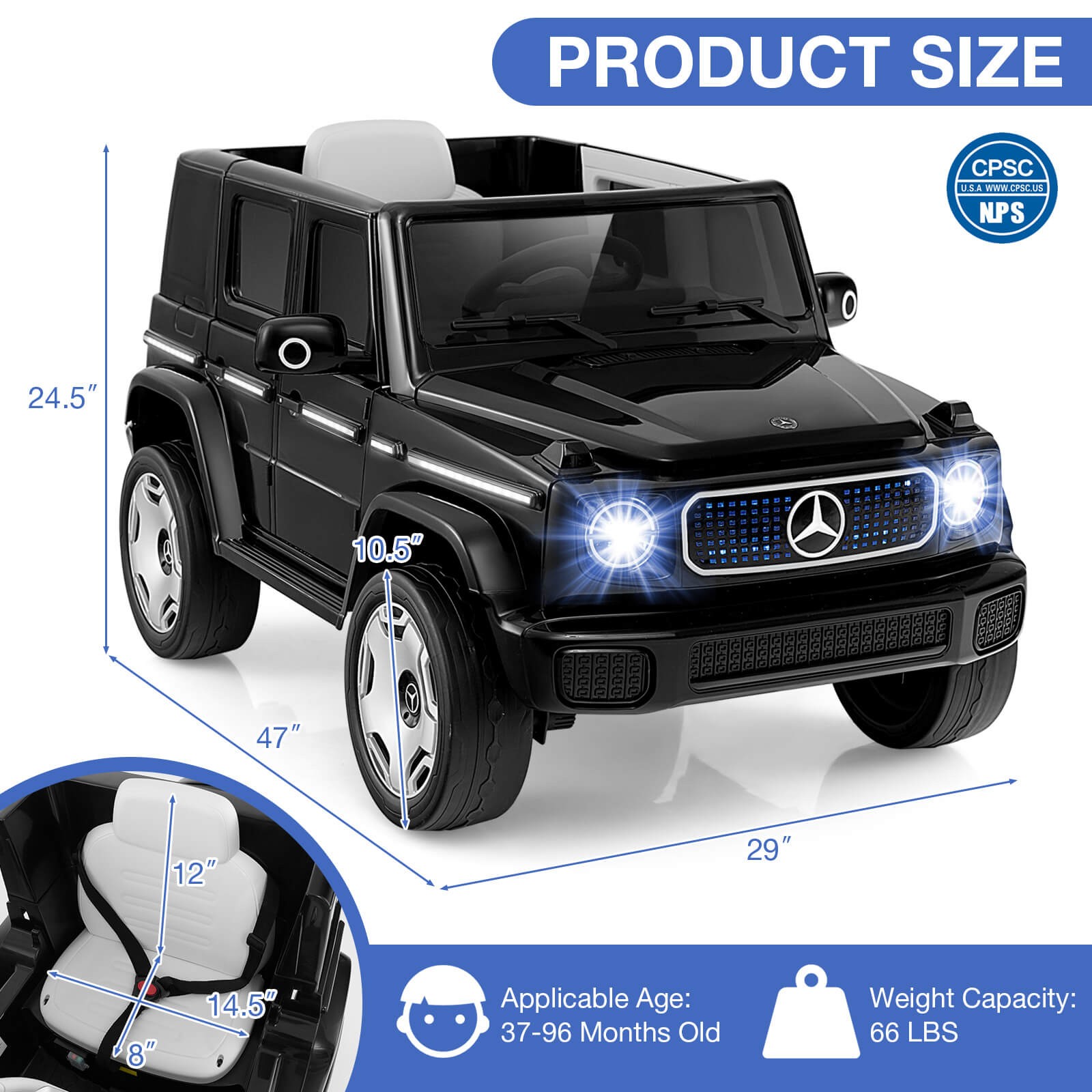 Licensed Mercedes-Benz EQG Kids Ride On Car w/ Remote Control Detachable Battery