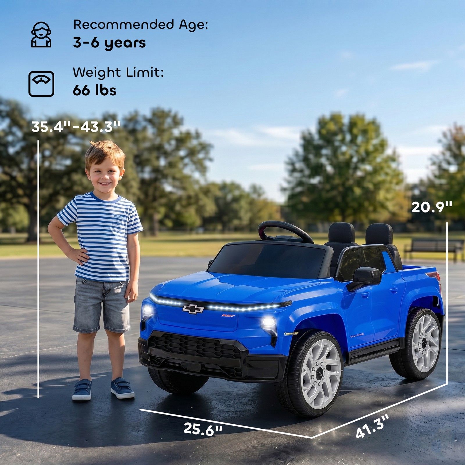 12V CHEVROLET SILVERADO EV RST Licensed Kids Electric Car, Blue