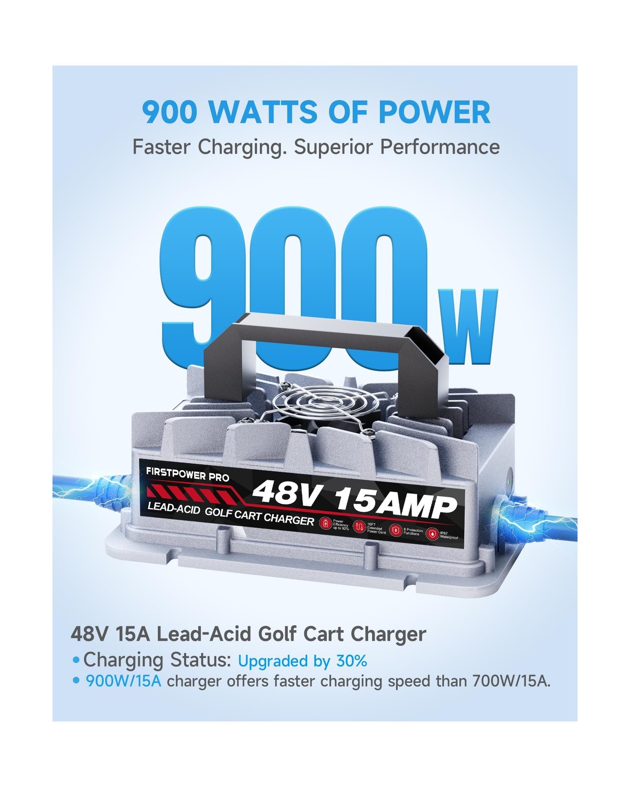 Golf Cart Charger, 48V 15A Golf Cart Battery Charger for Yamaha G29 Drive & D…