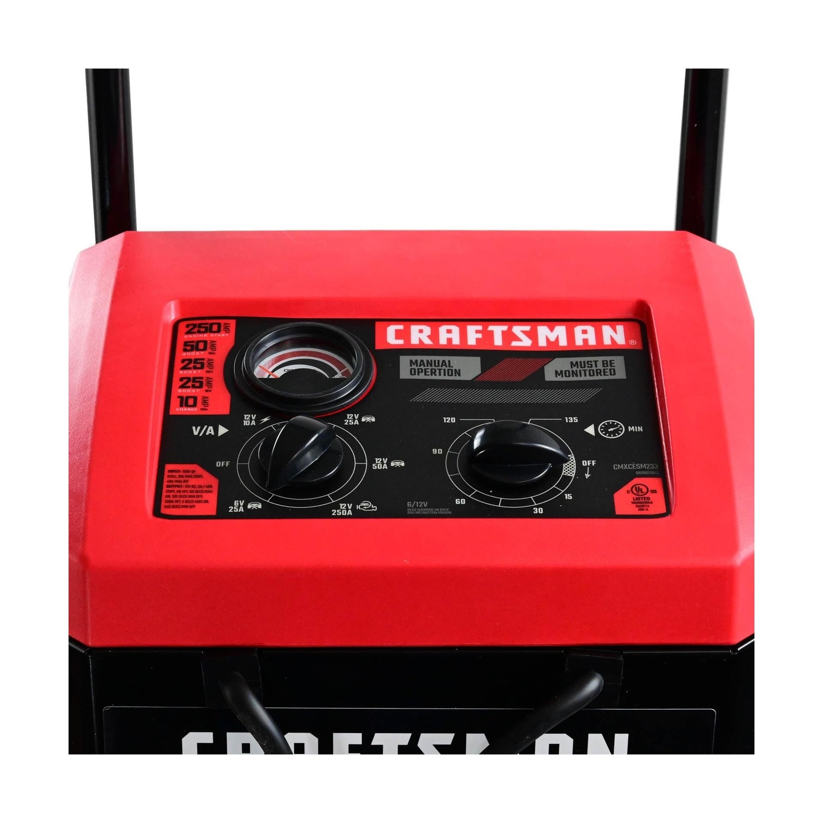 CRAFTSMAN Wheeled Manual 10A Car Battery Charger and 250A Engine Starter, 2-i…