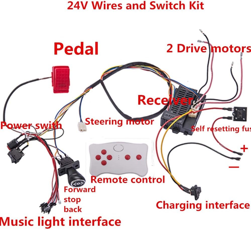 24Volt Electric Car Wiring Switch Kit Kids Replacement Conversion Remote Control