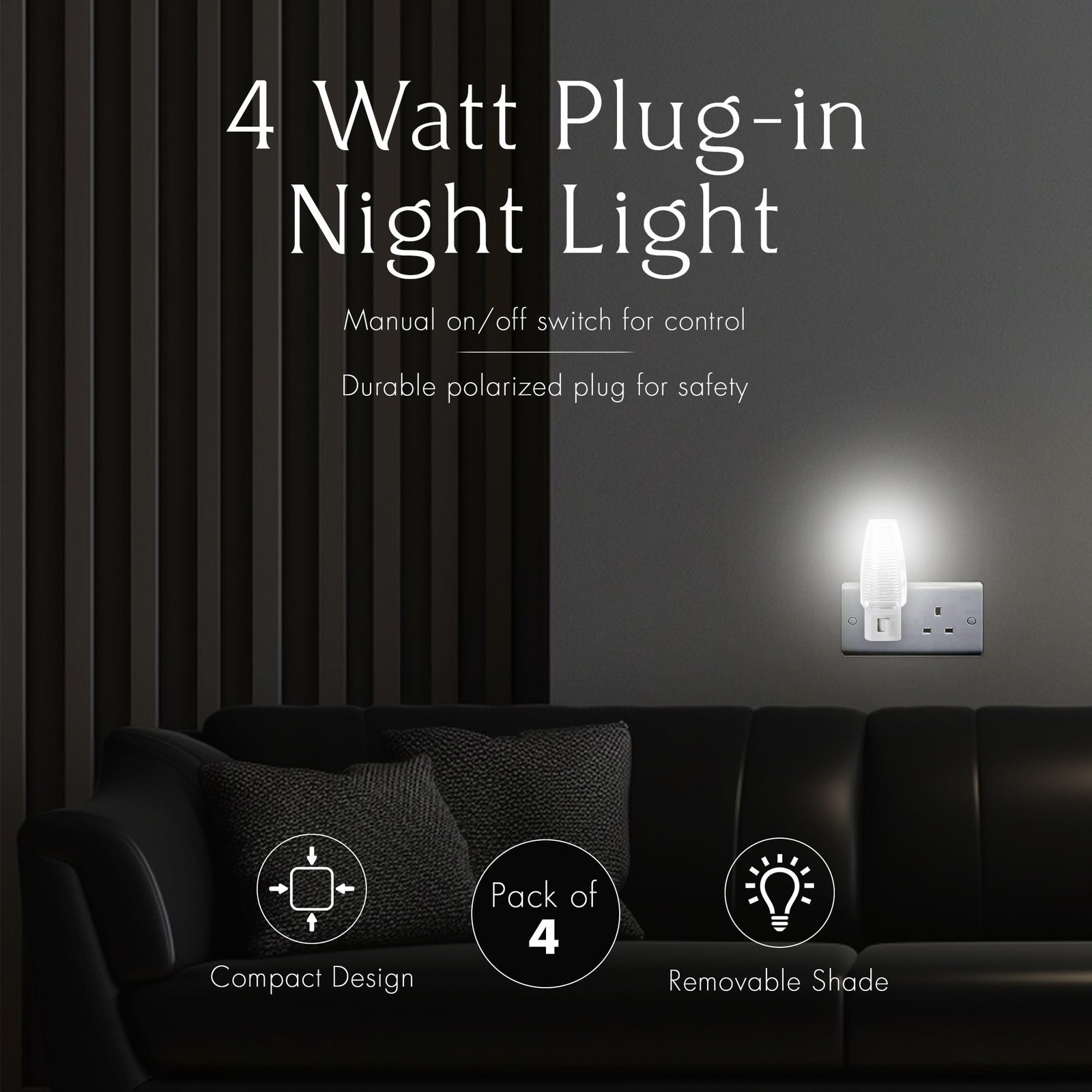 Projectpak Plug in Night Light with Manual On/Off Switch for Hallway, Kid’