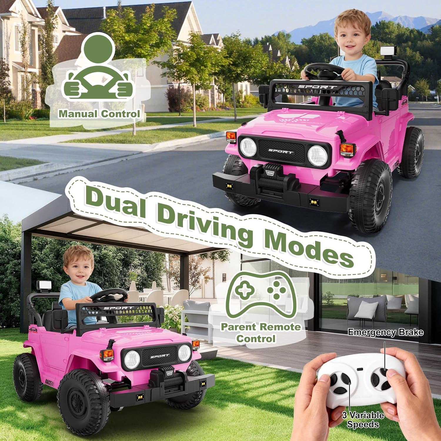 12V 7Ah Ride on Car with Remote Control for Girls,3 Speeds,Outdoor Electric Car