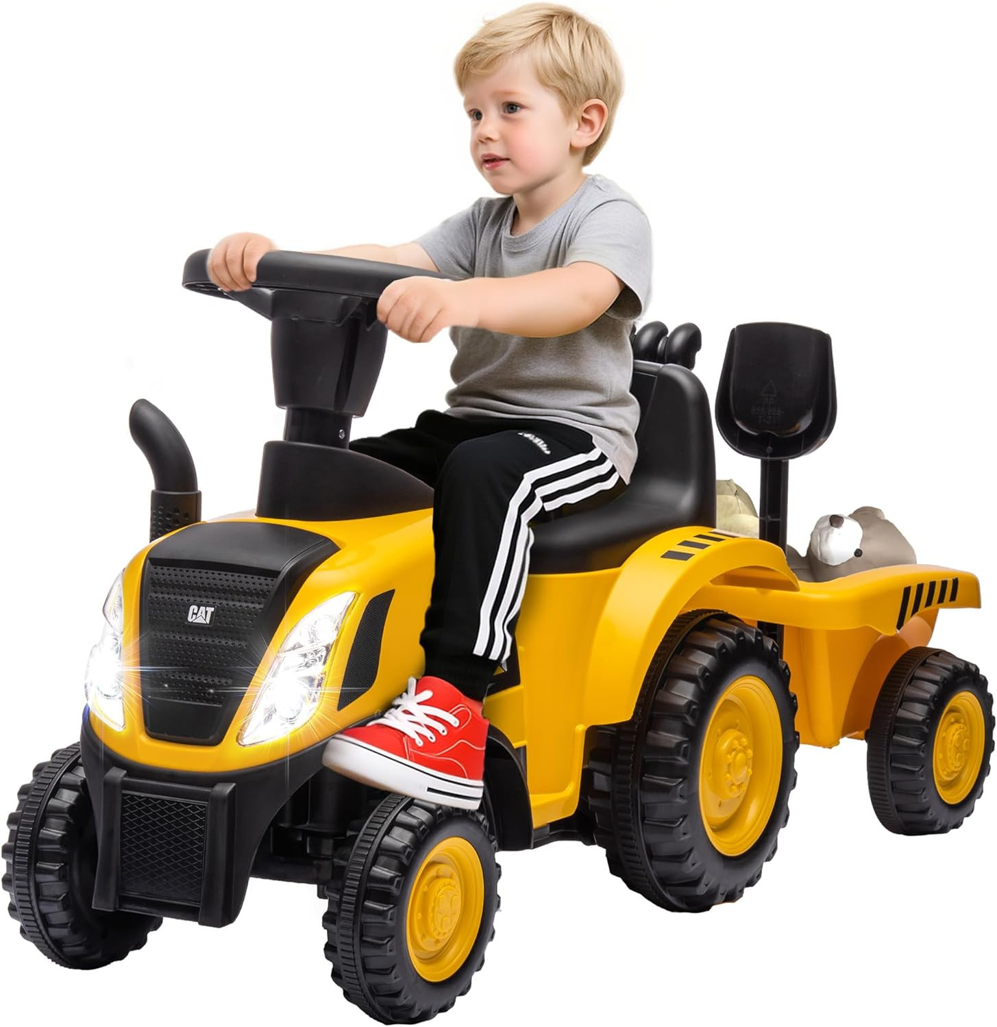 2 in 1 Ride on Tractor for Kids, Caterpillar Licensed Ride on Excavator with Sho