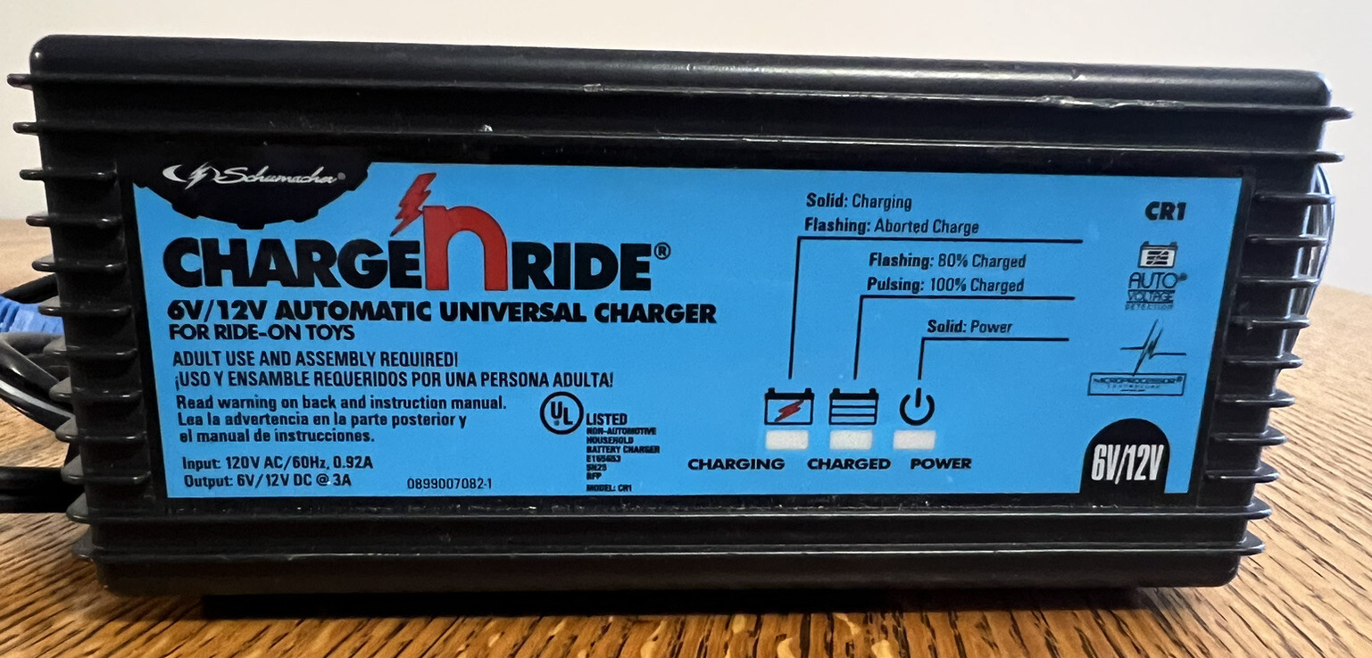 Charge N Ride Schumacher 6V 12V Automatic Universal Charger Ride On Toys