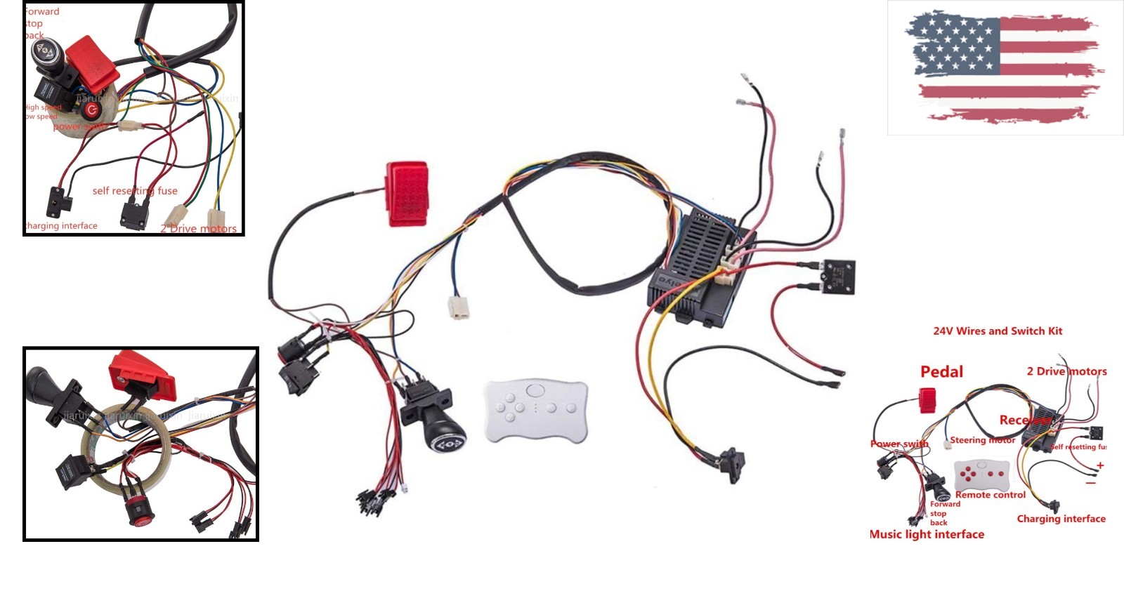 Complete 24V Electric Ride-On Car Accessories with Remote & Safety Features