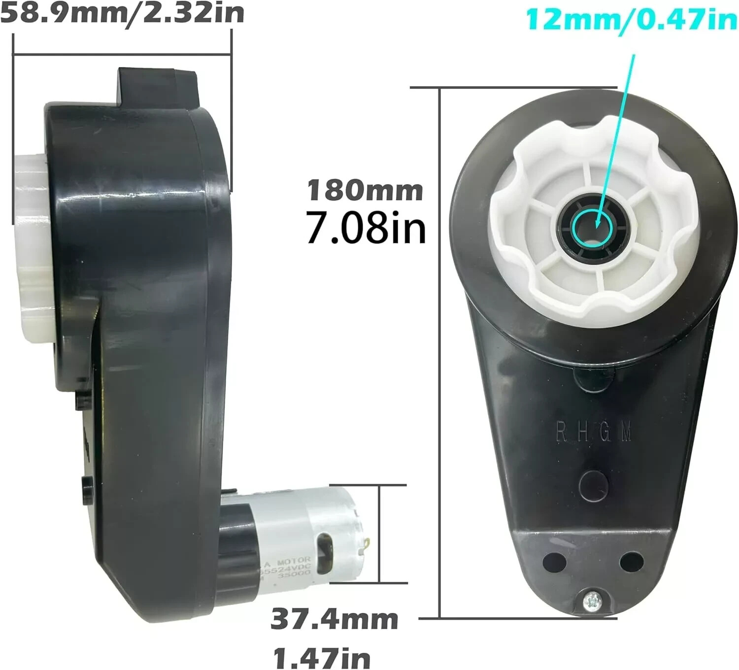 2PCS 24V RS555 35000RPM Fast Steel Gears Motor Gearbox for Power Wheels Kids Rid